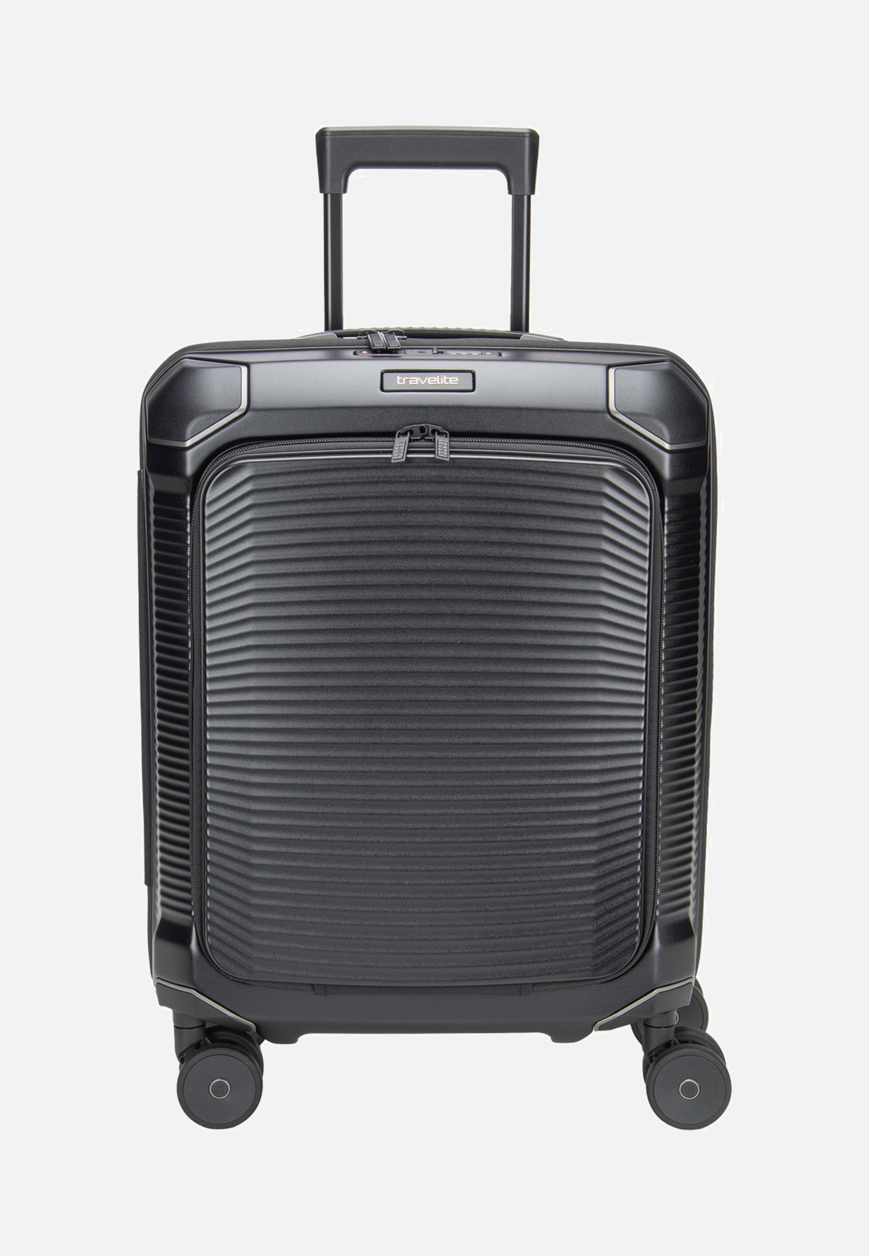 travelite Millennium Trolley 4W S Front Pocket Black Suitcase