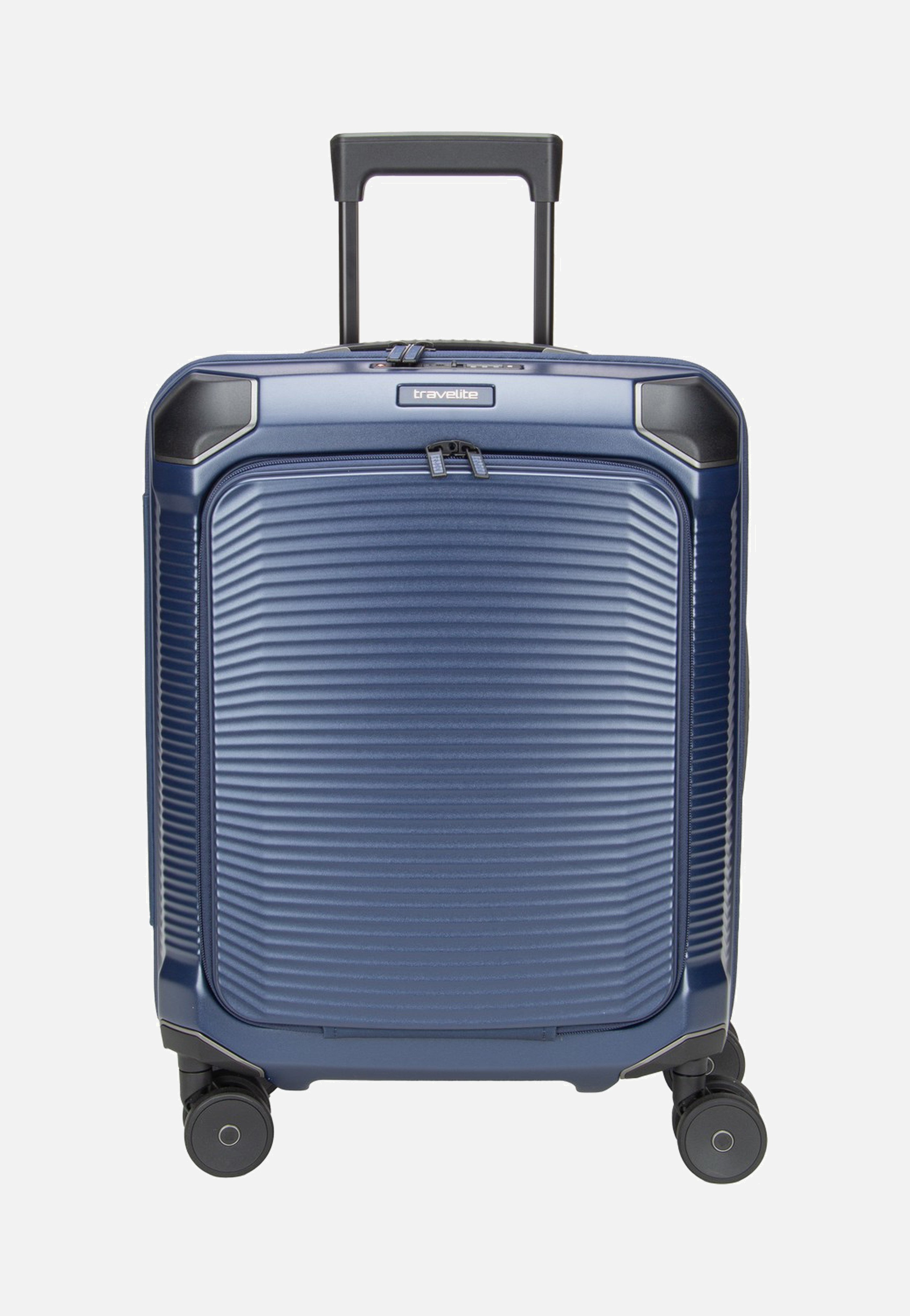 travelite Millennium Trolley 4W S Front Pocket Navy Suitcase