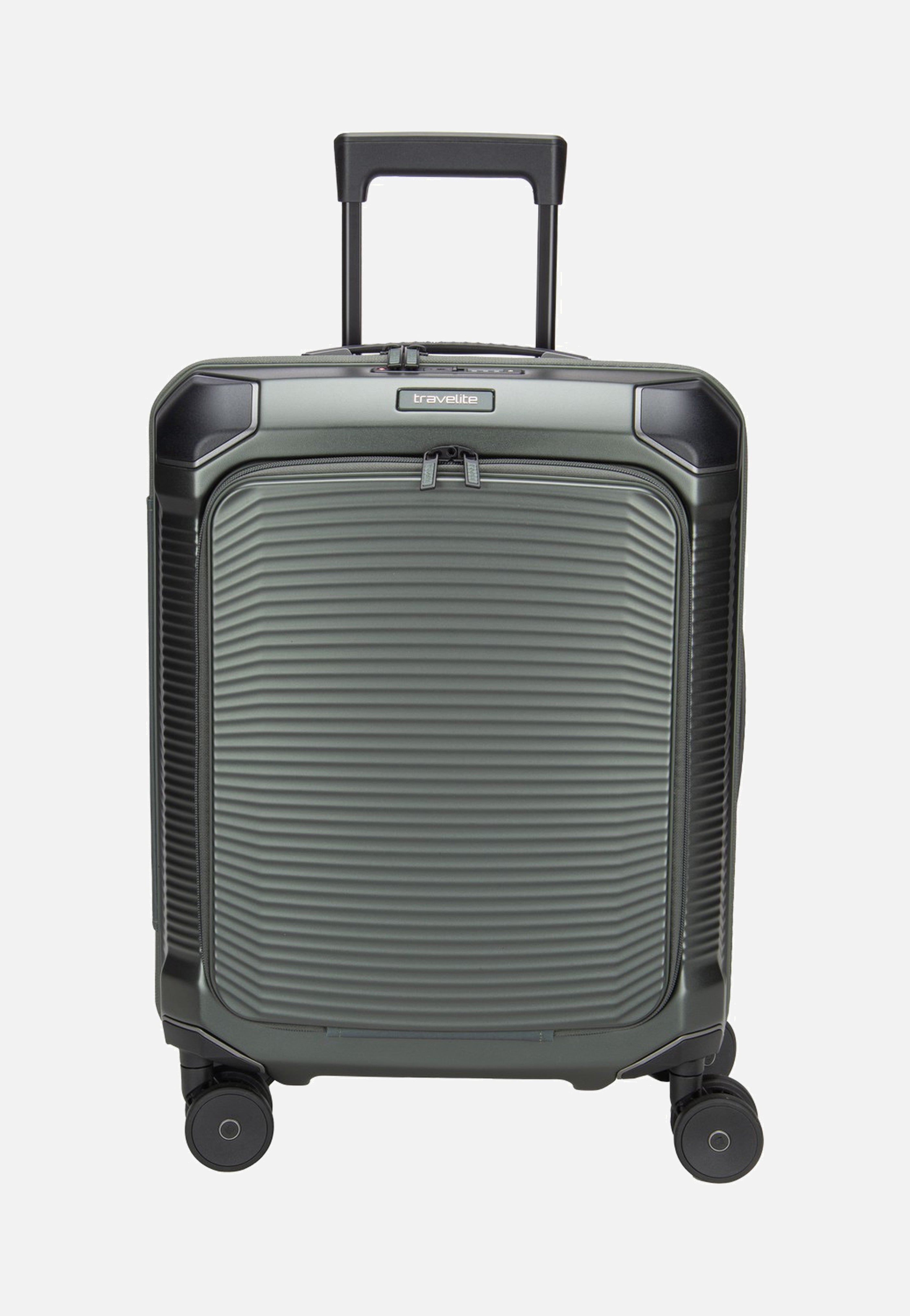 travelite Millennium Trolley 4W S Front Pocket Pine Green Suitcase