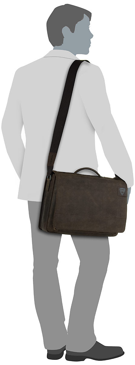 Strellson Richmond Briefbag L Dark Brown Aktentas – Silhouetweergave