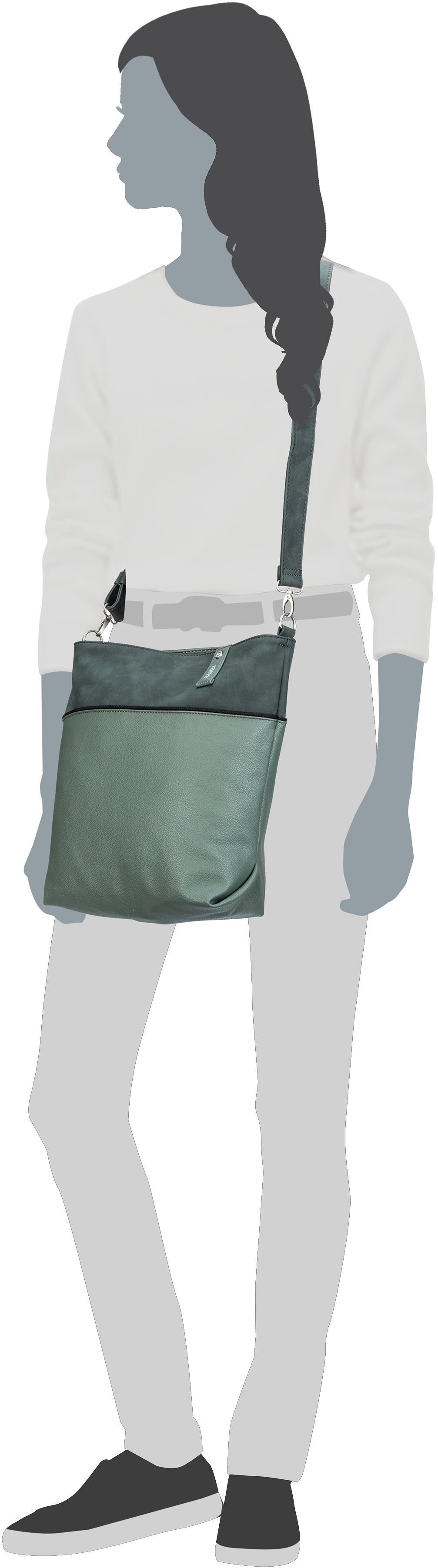 zwei Jana J12 Nubuk/Stone Pouch Bag – Silhouette View