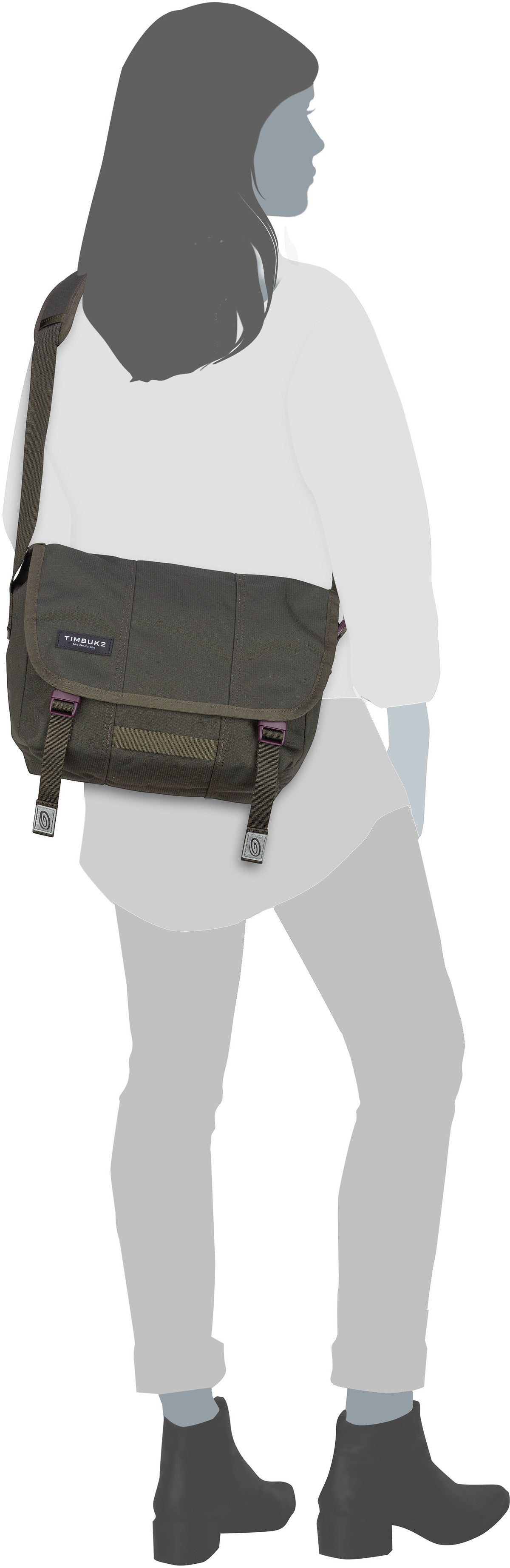 Timbuk2 Flight Classic XS Jet Black/Army Messenger Bag – Silhouette View