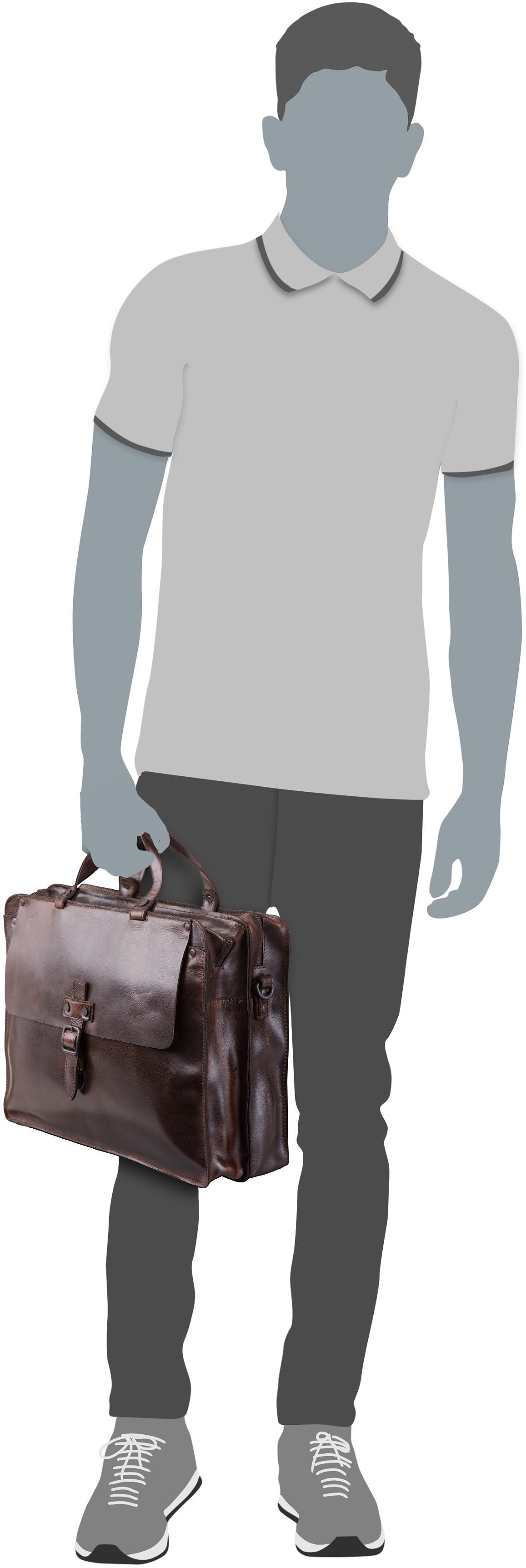 Harold's Aberdeen 2945 Twin Schwarz Aktentas – Silhouetweergave
