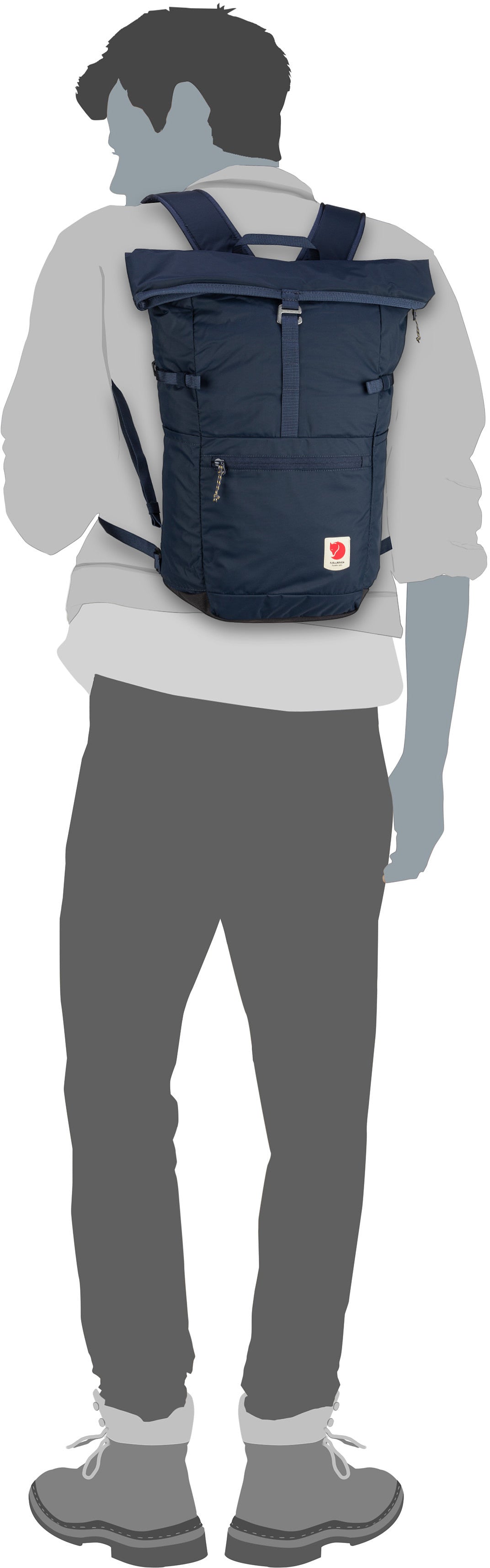 Fjällräven High Coast Foldsack 24 Sunset Orange Rolltop Backpack – Silhouette View