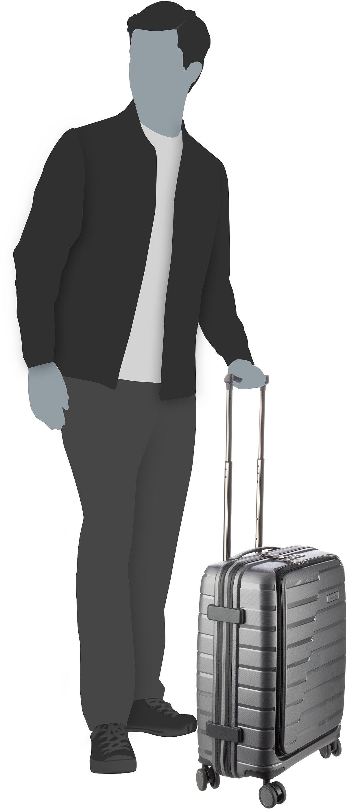 travelite Air Base 4-Rad Trolley S Vortasche Anthrazit Suitcase – Silhouette View