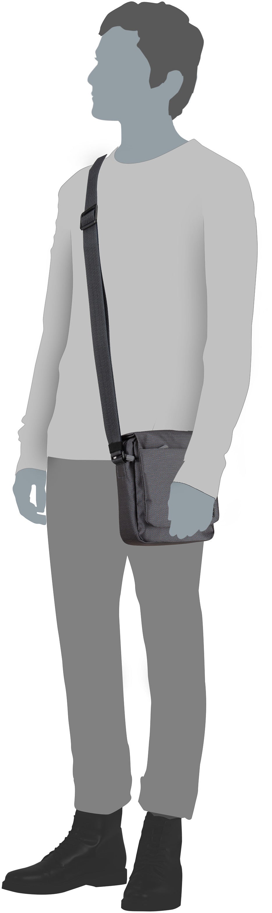 Mandarina Duck District Medium KPT04 Steel Bolso bandolera – Vista Silueta