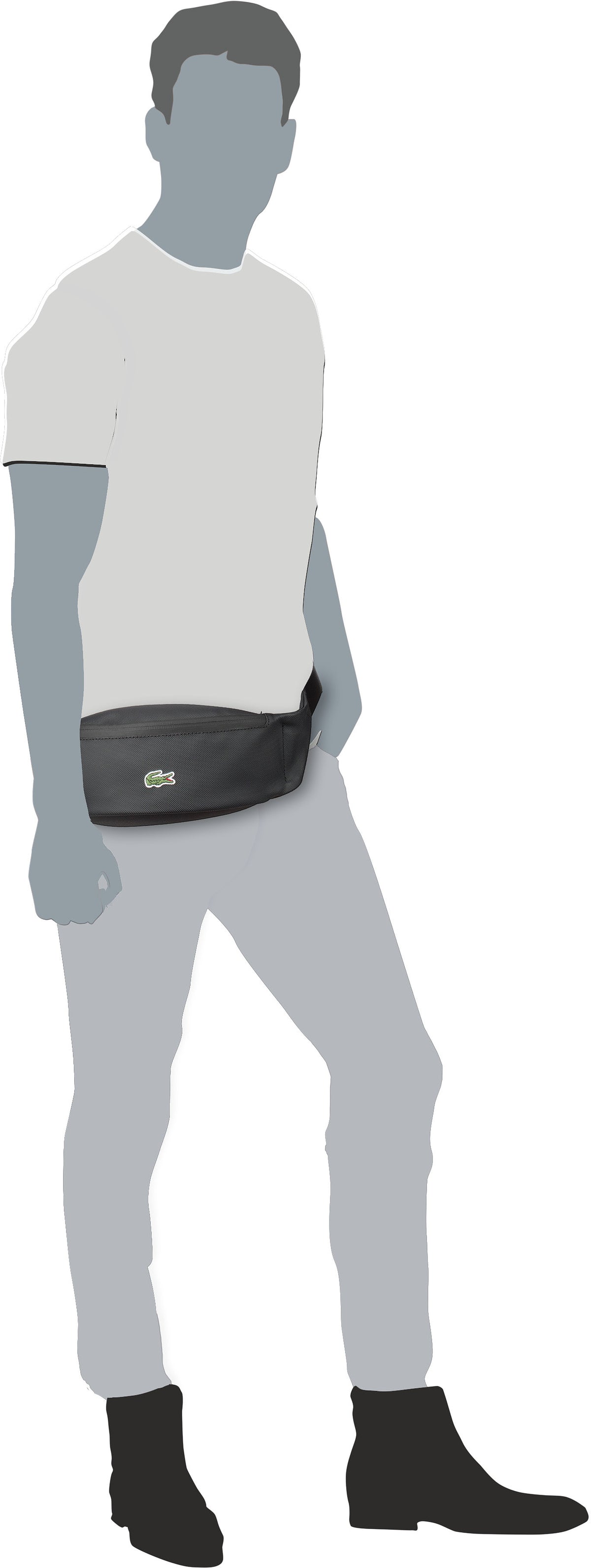 Lacoste LCST 3317 Black Fanny Pack – Silhouette View