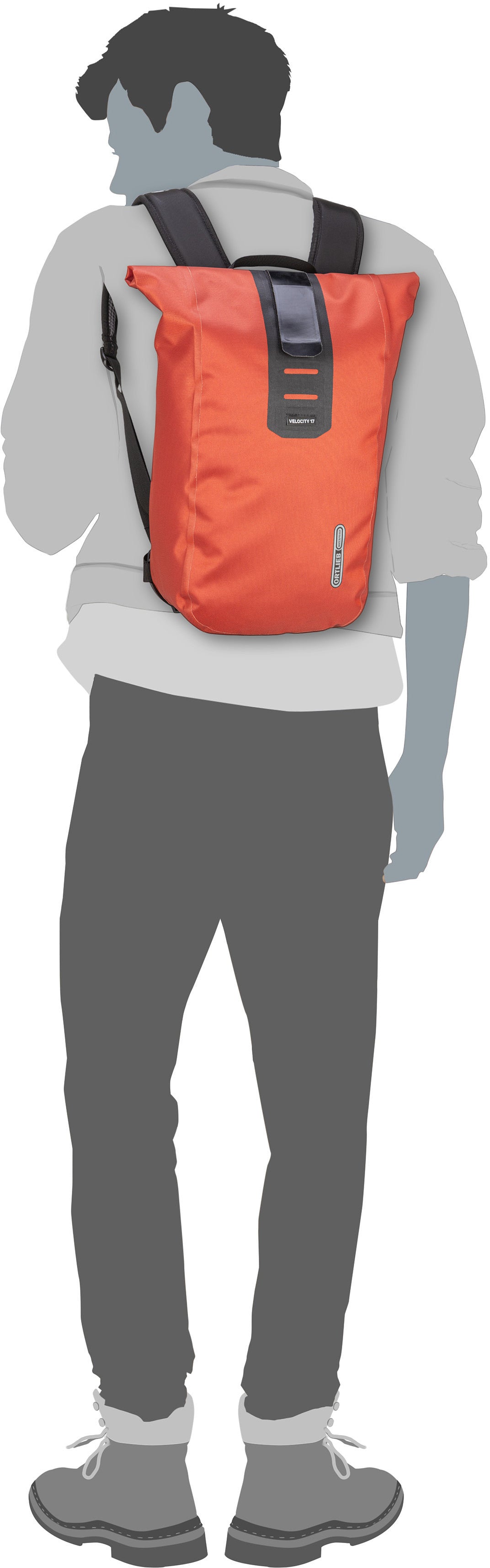 ORTLIEB Velocity PS 17L Rooibos Rolltop Backpack – Silhouette View