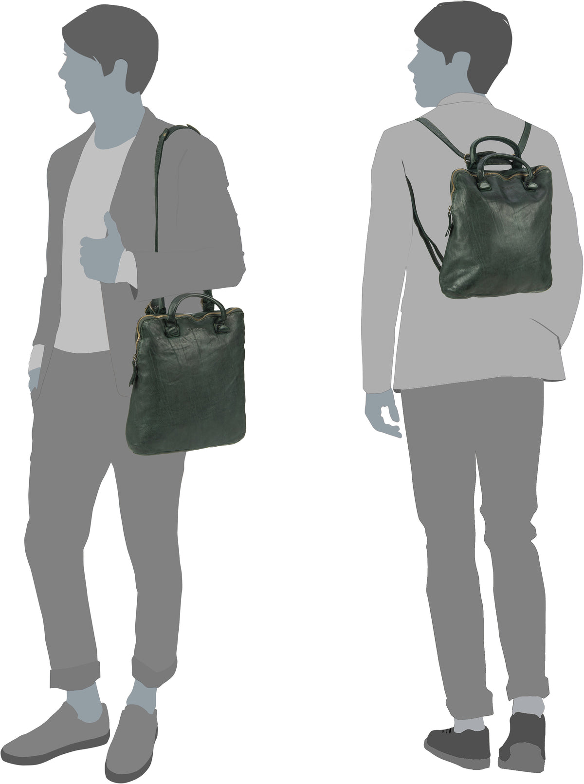 Harold's Submarine 44 Grün Sac a dos – Vue Silhouette