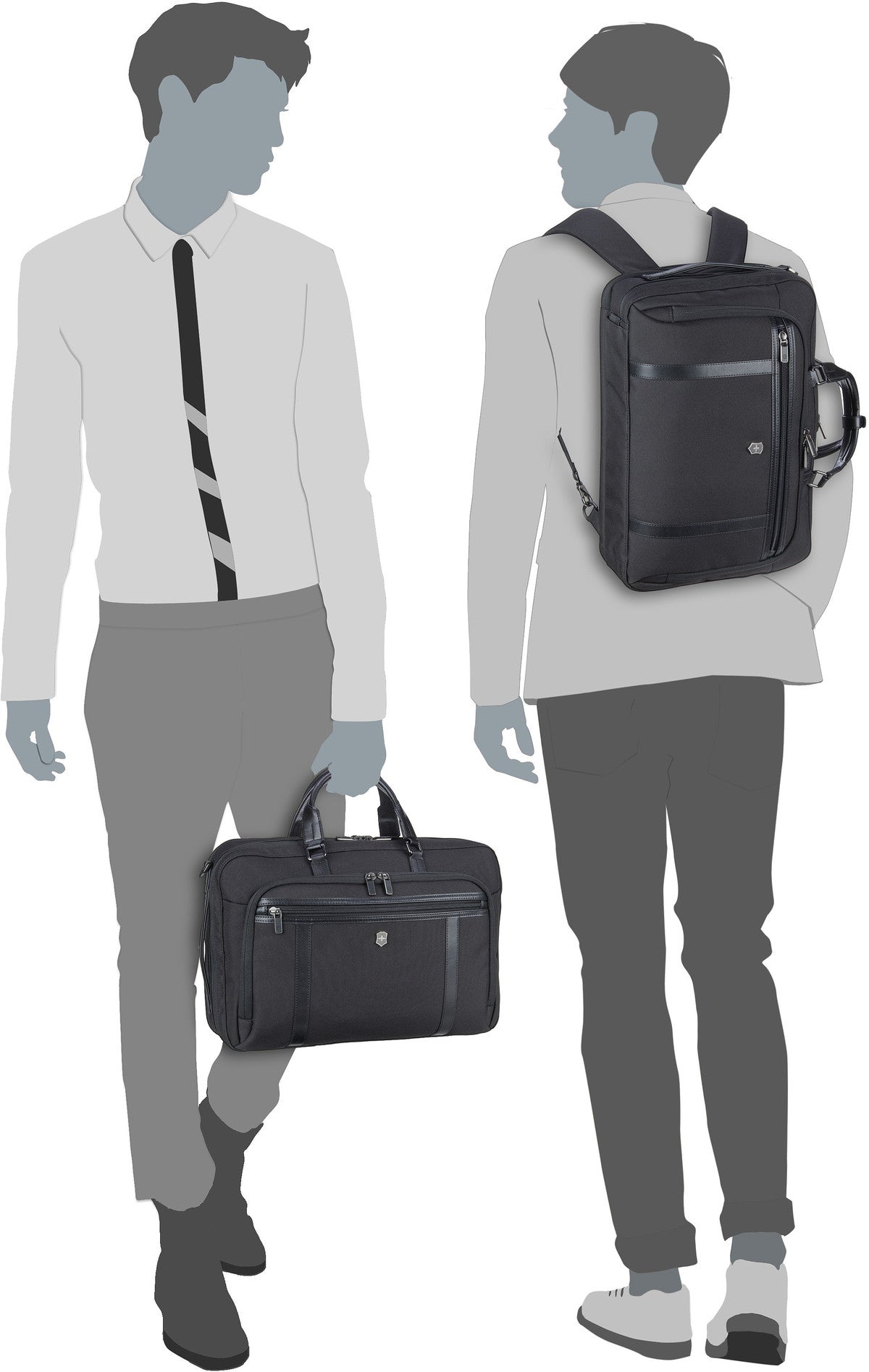 Victorinox Werks Professional Cordura 2-Way Carry Black Backpack – Silhouette View