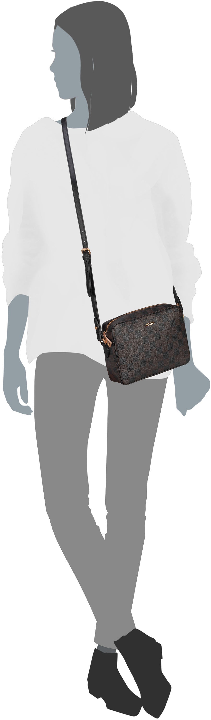 Joop Cortina Piazza Cloe SHZ Seal Brown Crossbody Bag – Silhouette View