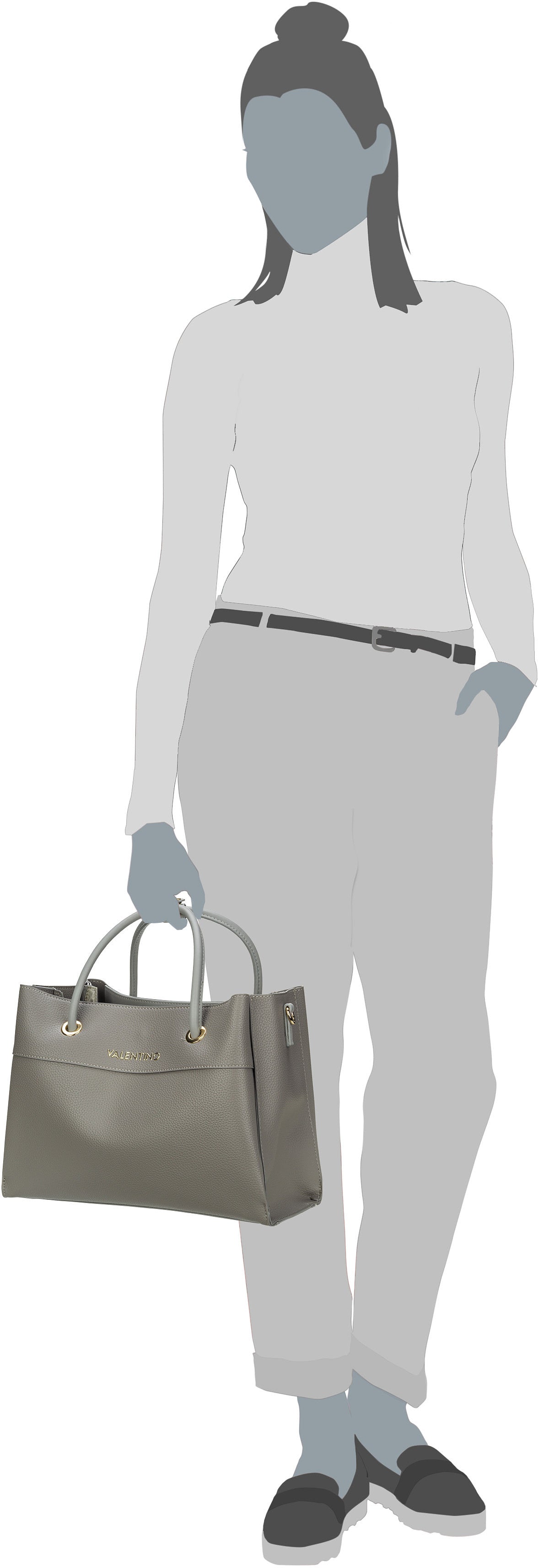Valentino Alexia Tote 802 Bianco/Cuoio Bolsa de mano – Vista Silueta