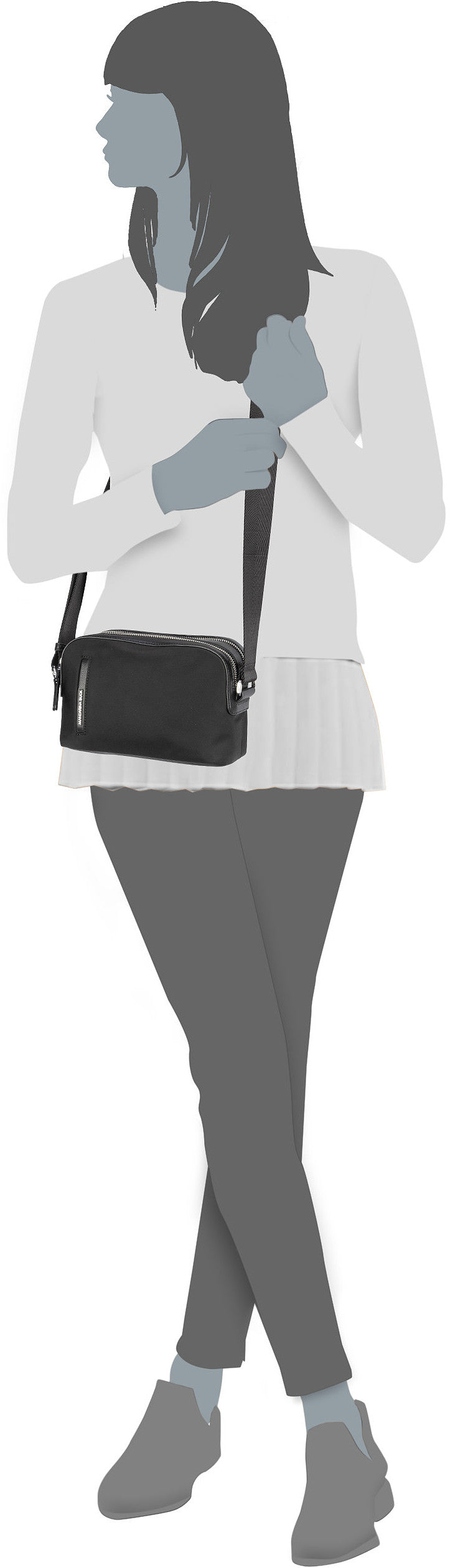 Mandarina Duck Hunter Crossover VCT02 Beaver Crossbody Bag – Silhouette View
