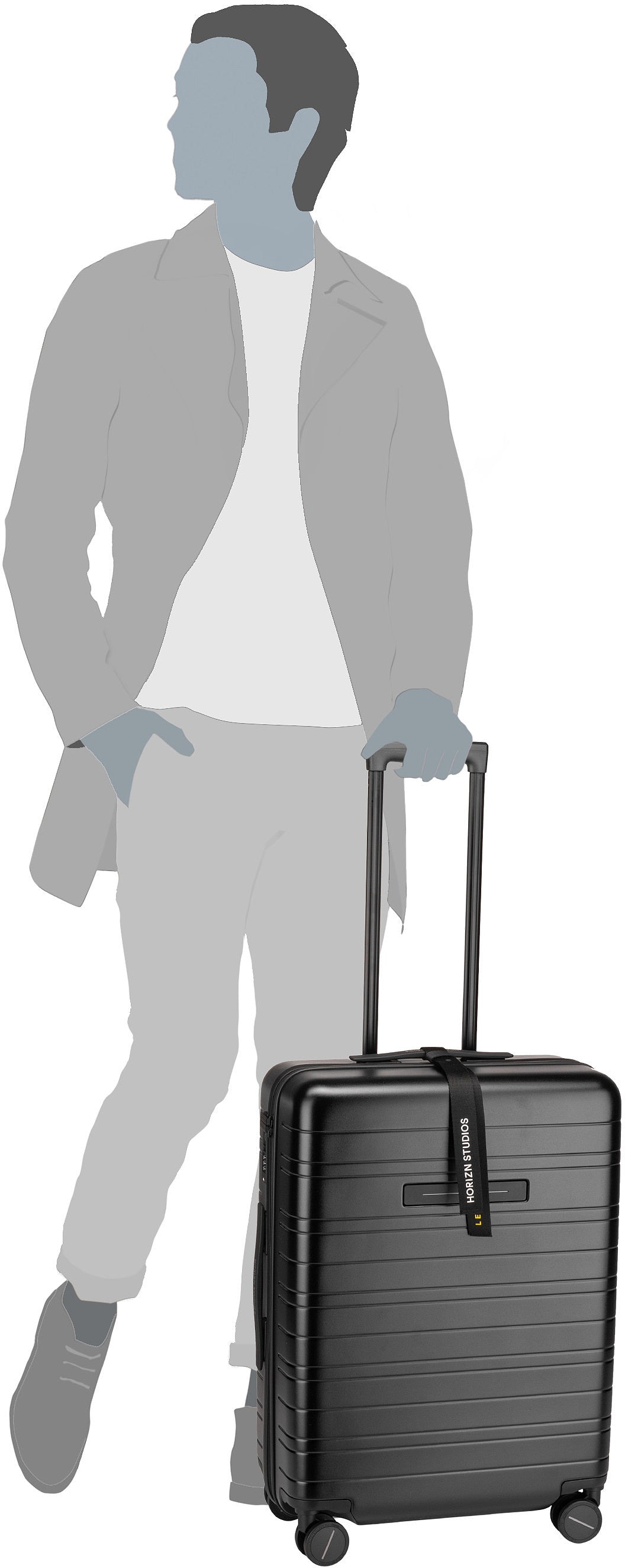 Horizn Studios H6 Essential Check-In Luggage All Black Maleta – Vista Silueta