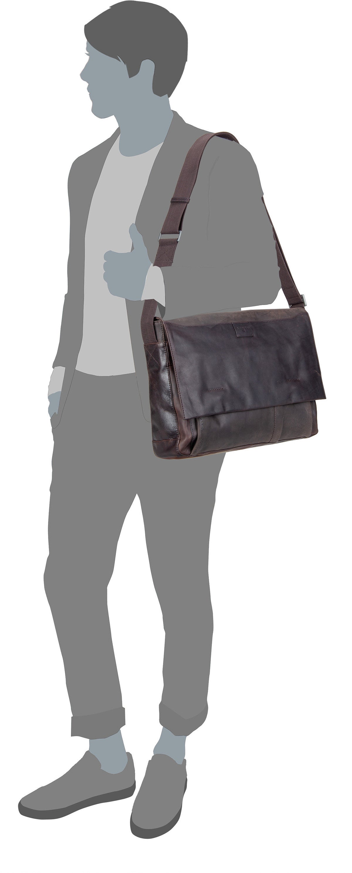Strellson Brick Lane Jeremy LHF Black Messenger Bag – Silhouette View