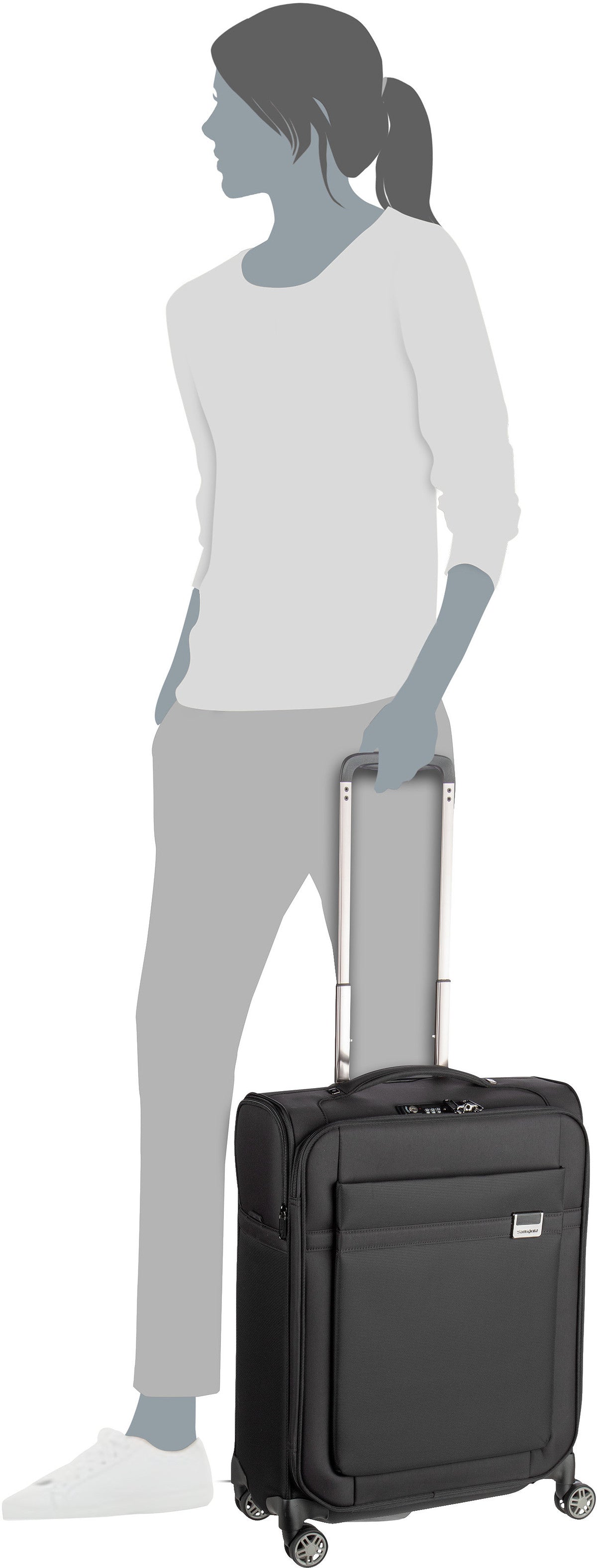 Samsonite Airea Spinner 55 Strict Black Maleta – Vista Silueta