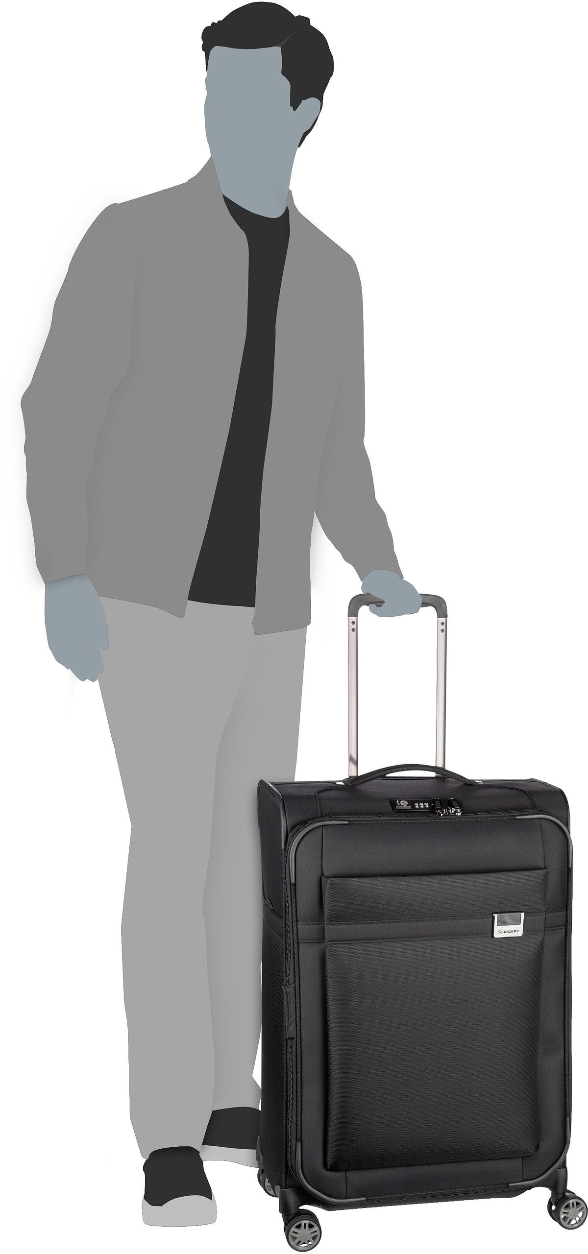 Samsonite Airea Spinner 67 EXP Black Suitcase – Silhouette View