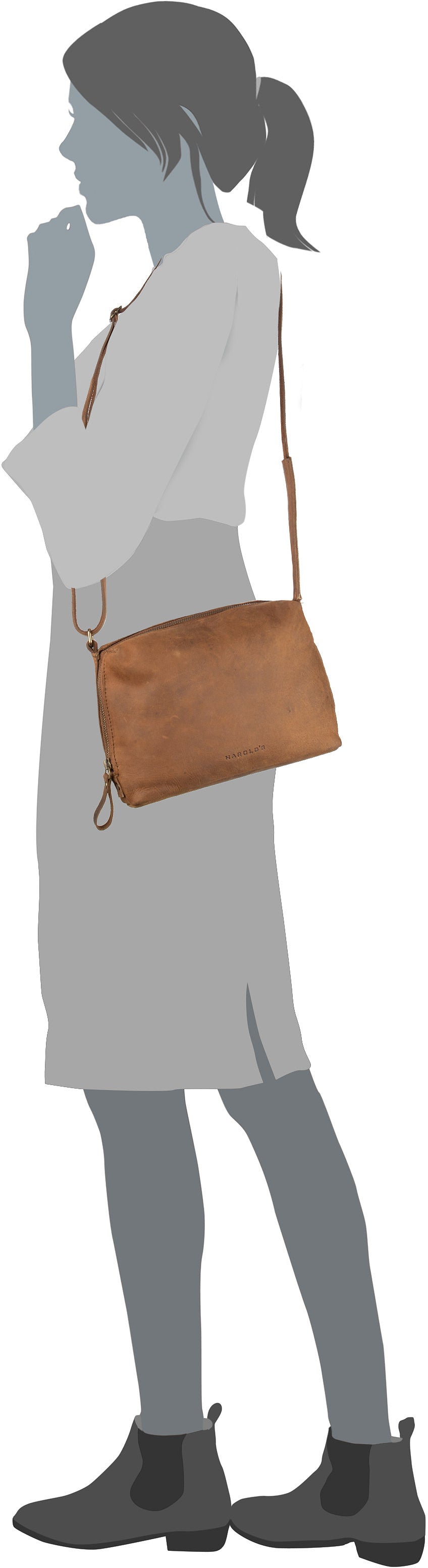 Harold's Antic Casual Postcase L Natur Sac à bandoulière – Vue Silhouette