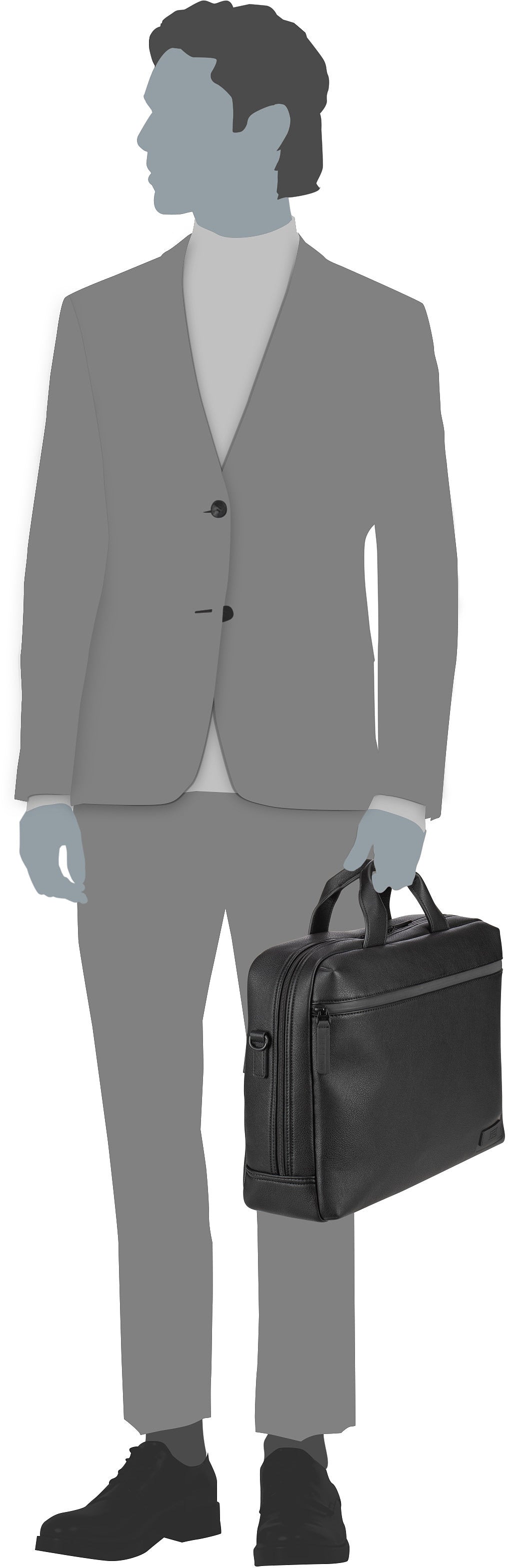 Jost Riga Business Bag 1 Comp Black Maletín – Vista Silueta