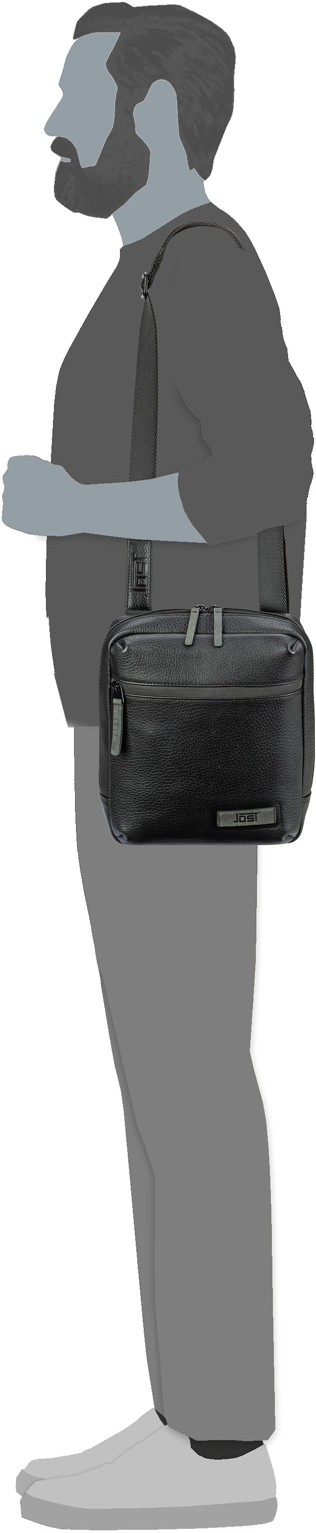 Jost Stockholm Zip S Black Crossbody Bag – Silhouette View