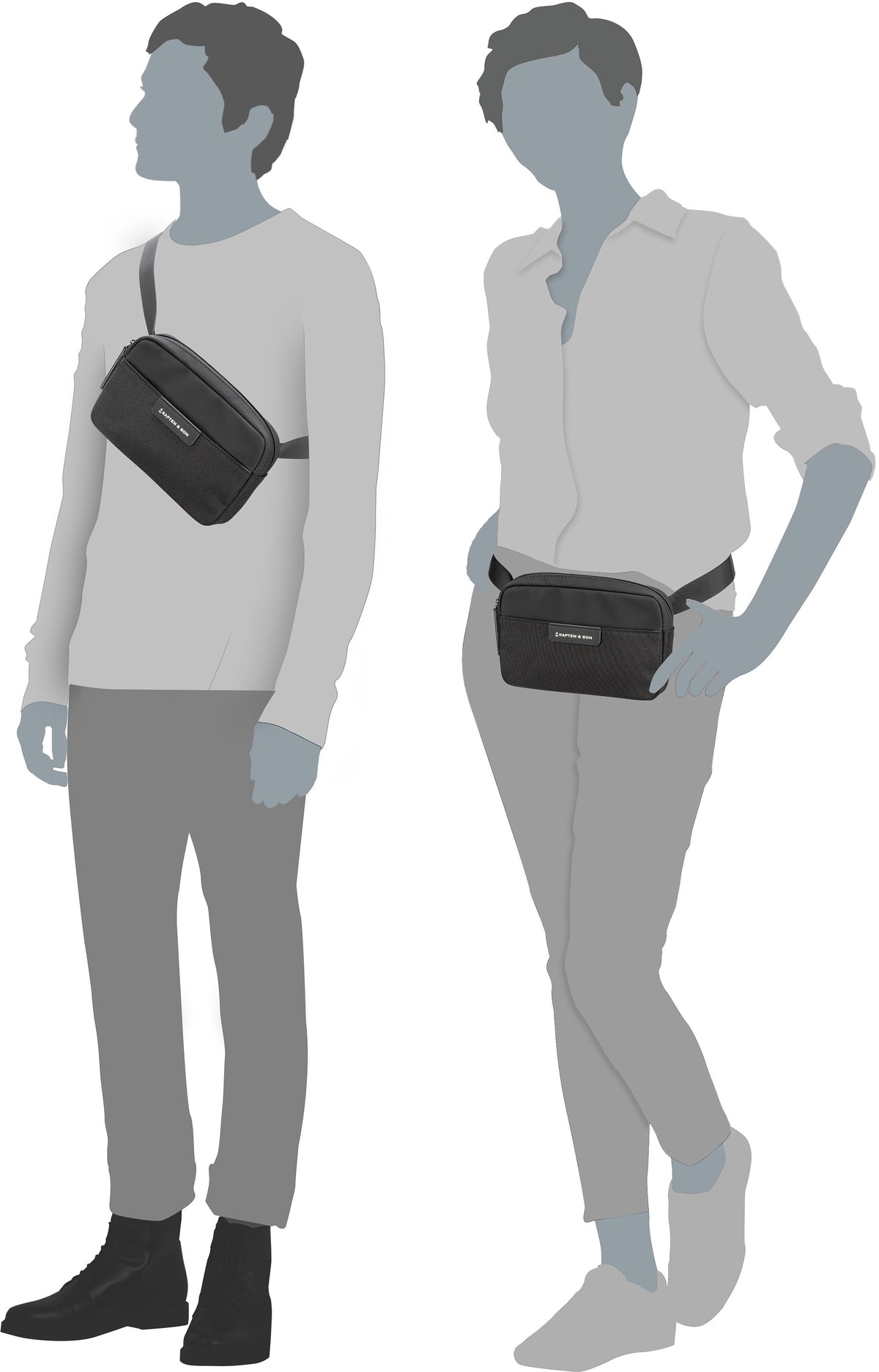 Kapten & Son Bergen CB Greige Riñonera – Vista Silueta