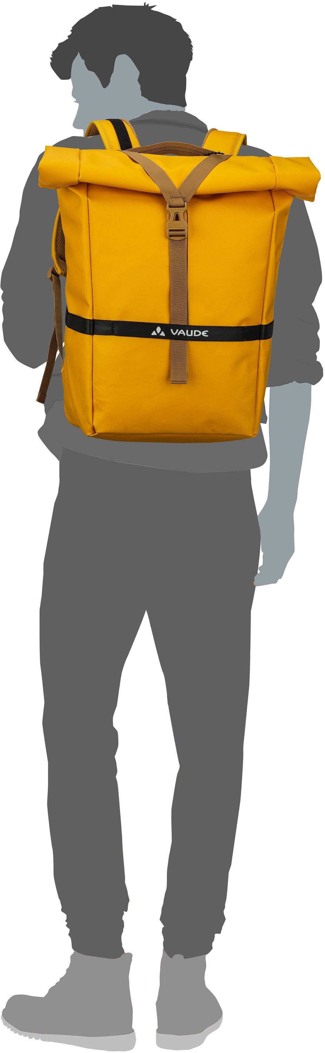 Vaude Mineo 23 Khaki Rolltop Backpack – Silhouette View