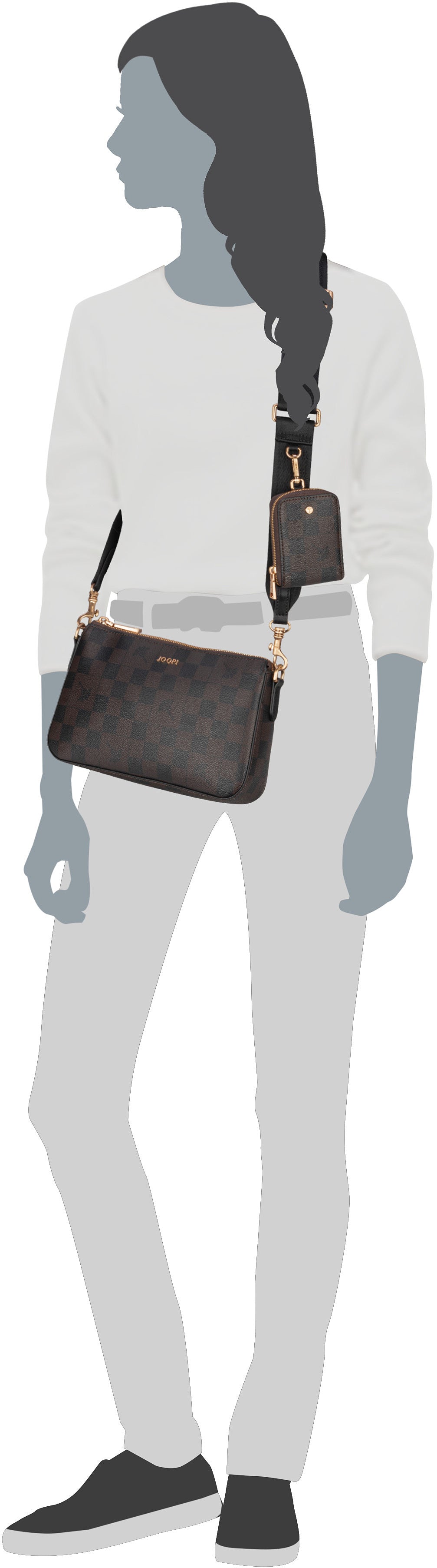 Joop Cortina Piazza Jasmina SHZ Seal Brown Borsa a tracolla – Vista Silhouette