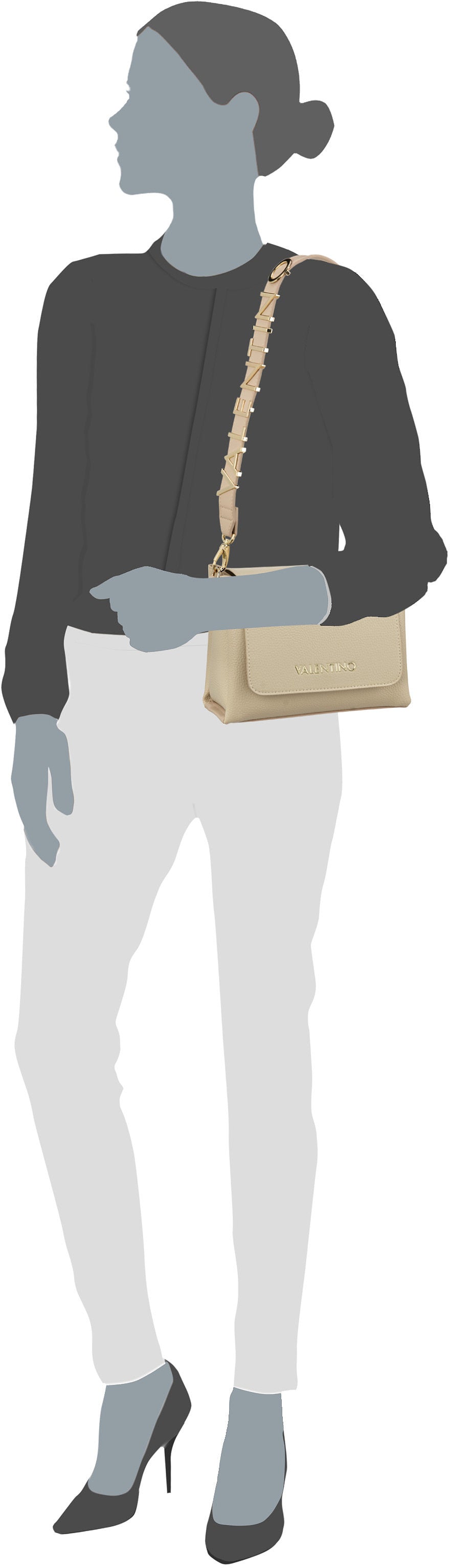 Valentino Alexia Cartella 806 Bianco/Cuoio Shoulder Bag – Silhouette View