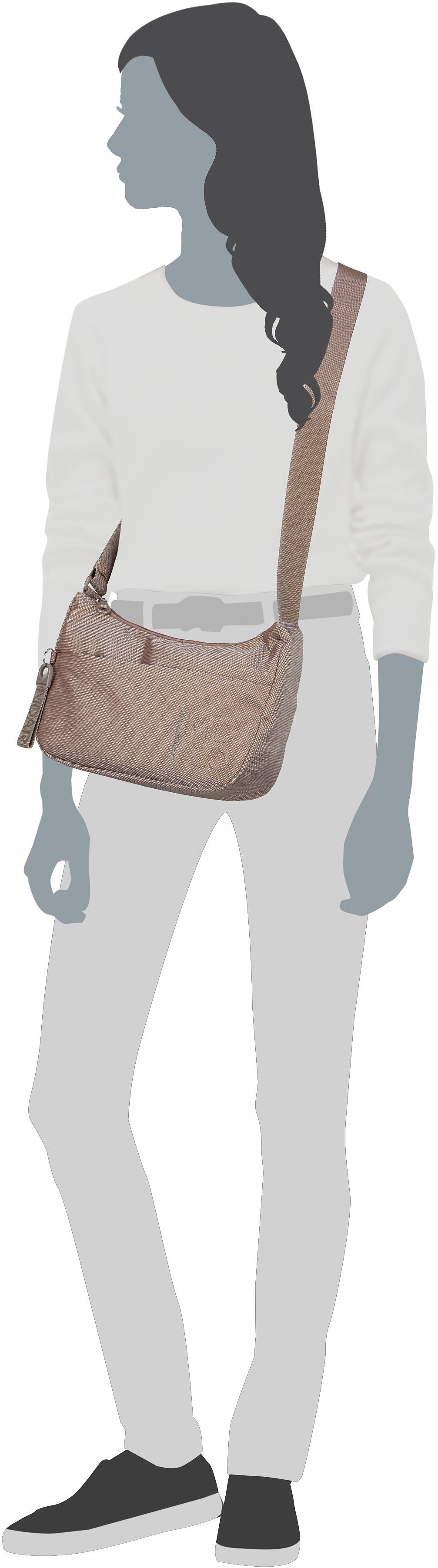 Mandarina Duck MD20 Hobo QMT30 Taupe Bolsa tipo bolsa – Vista Silueta