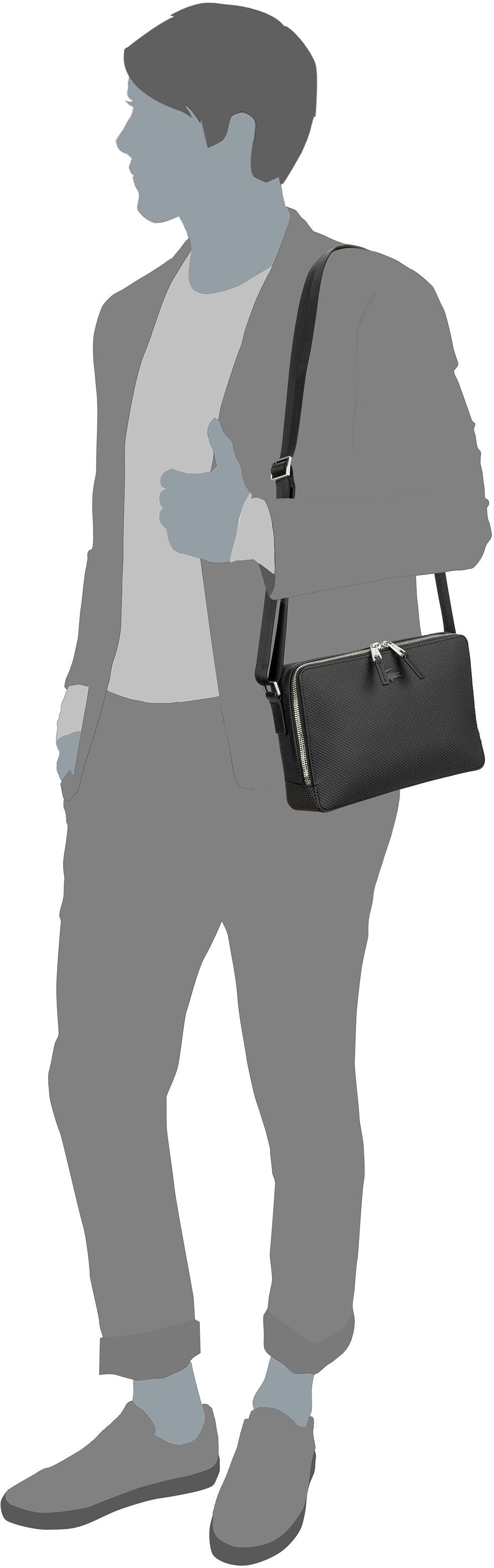 Lacoste Chantaco Reporter Bag 3270 Black Crossbody Bag – Silhouette View
