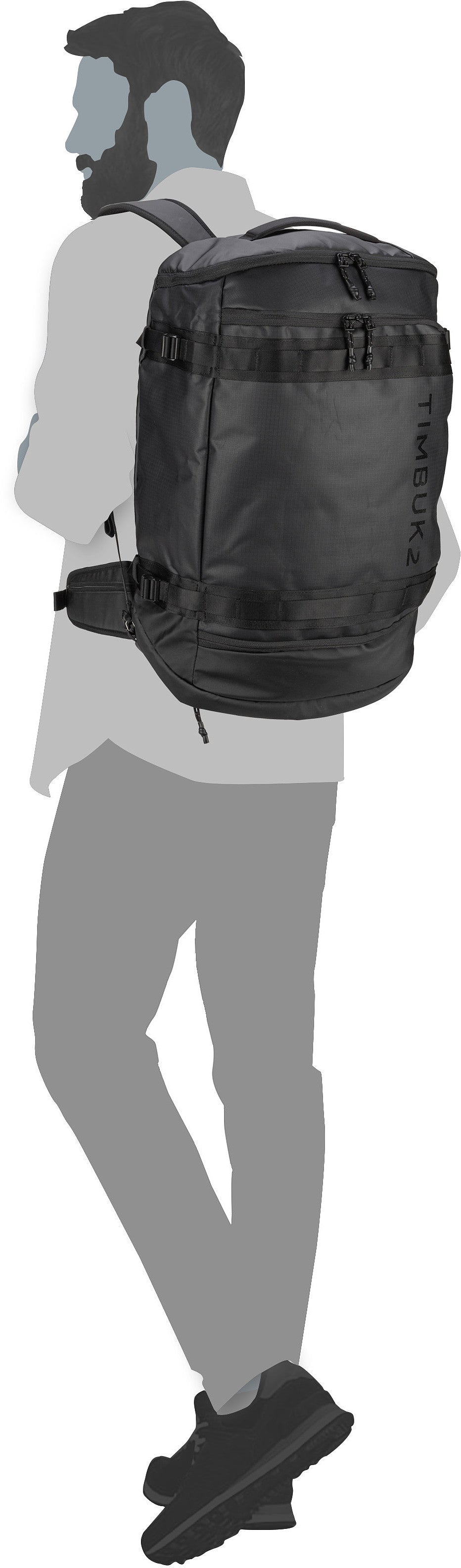 Timbuk2 Impulse Pack Jet Black Mochila de viaje – Vista Silueta