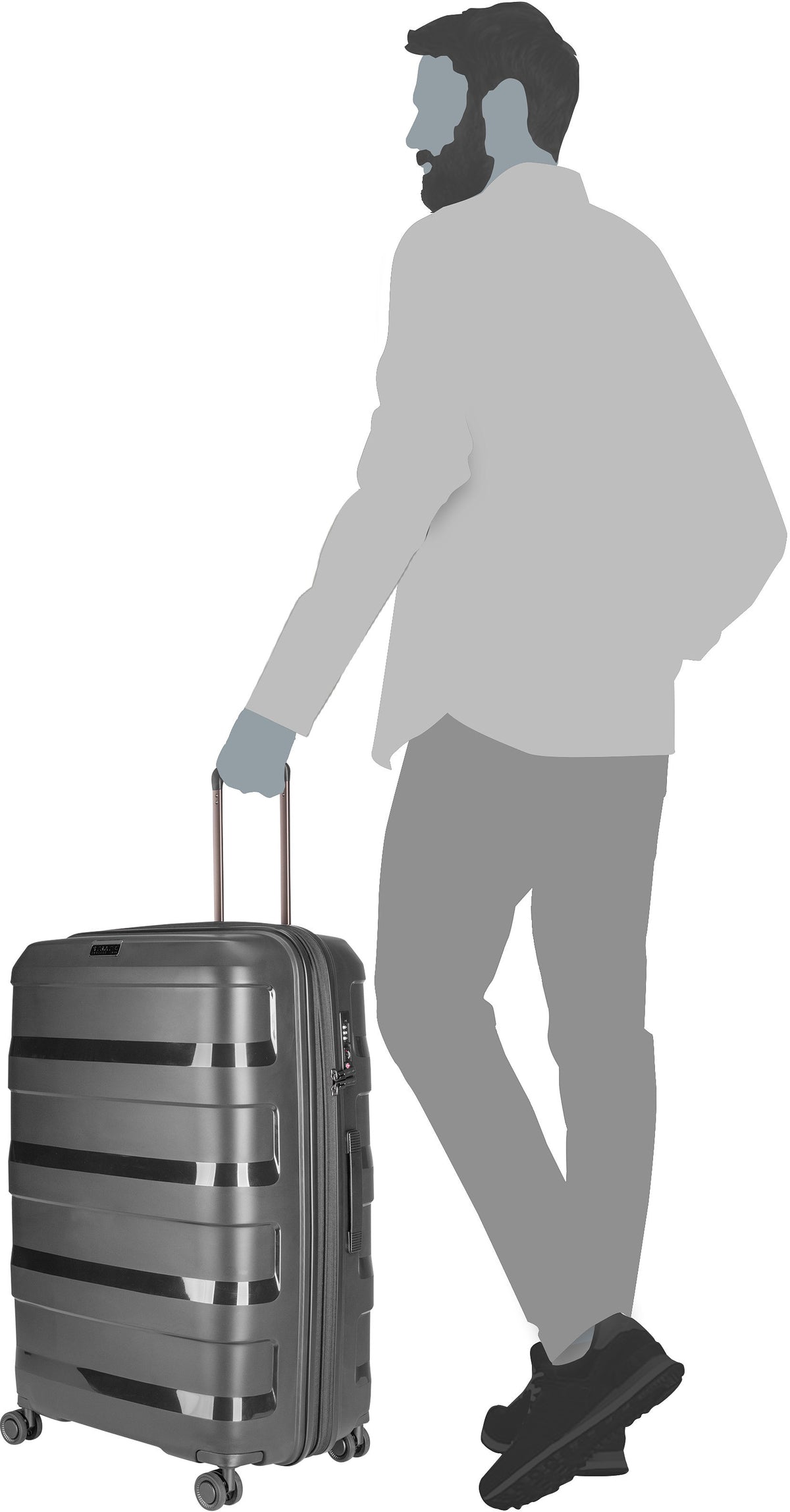 Stratic Straw+ Trolley L Dark Grey Maleta – Vista Silueta