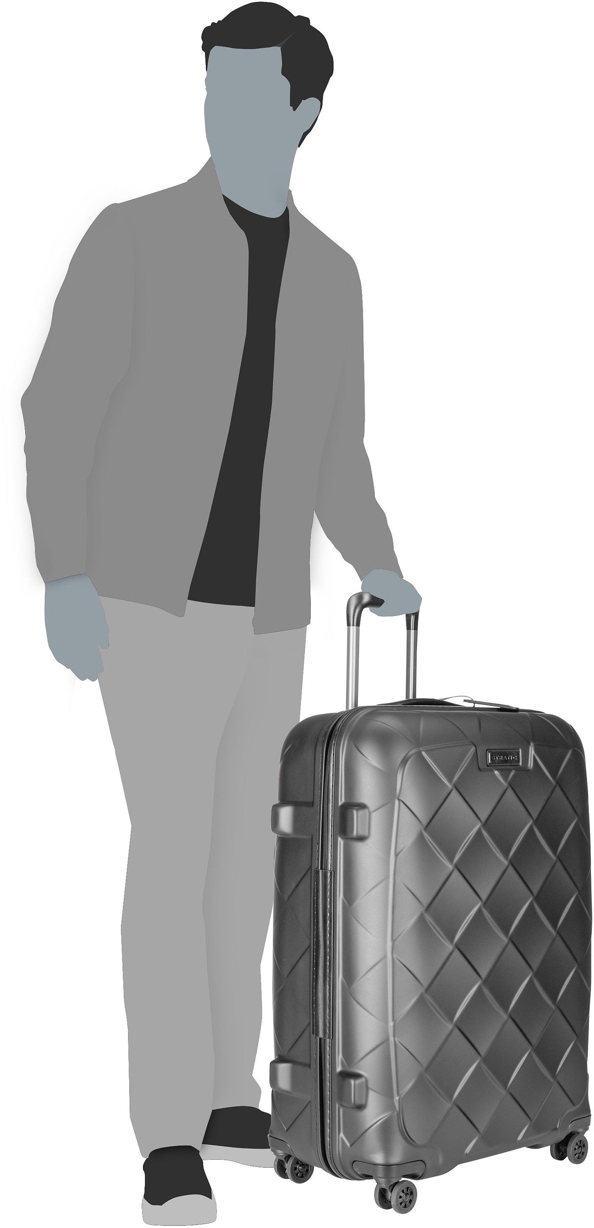 Stratic Leather & More Trolley L Matt Black Suitcase – Silhouette View
