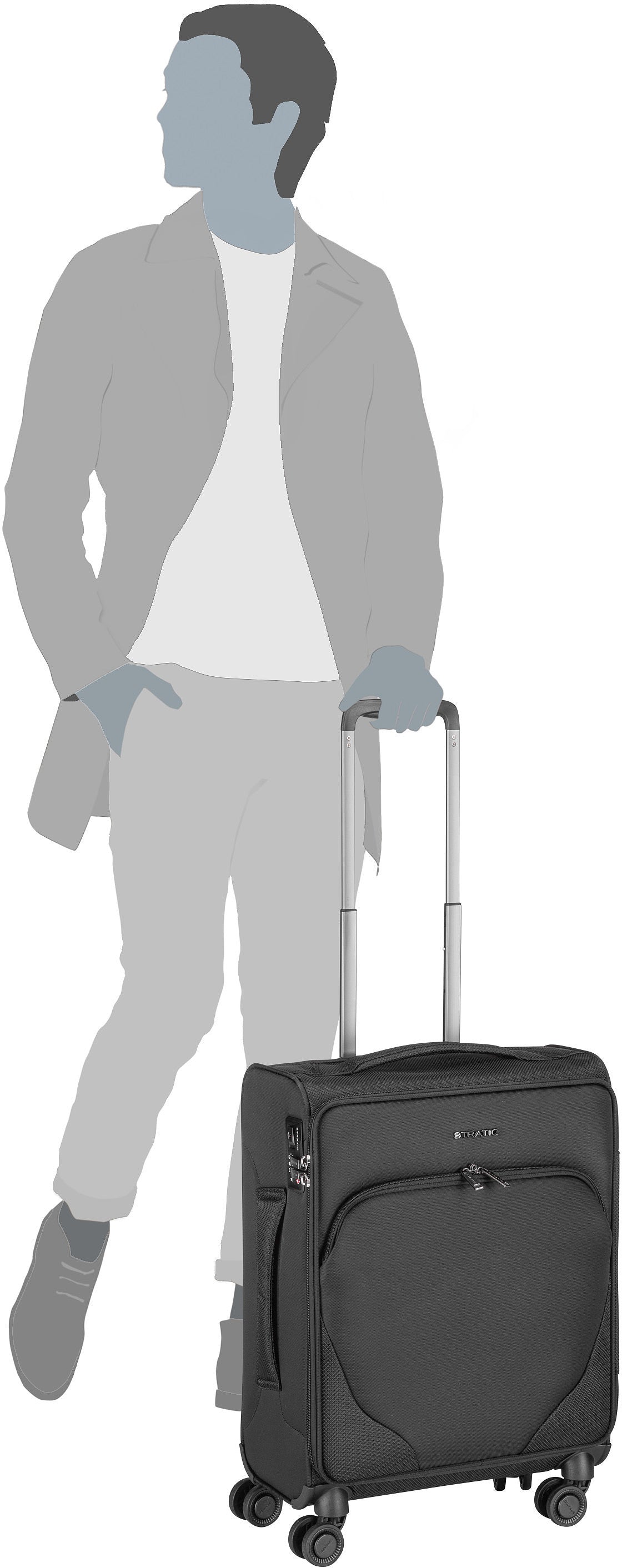 Stratic Mix Trolley S Blue Suitcase – Silhouette View