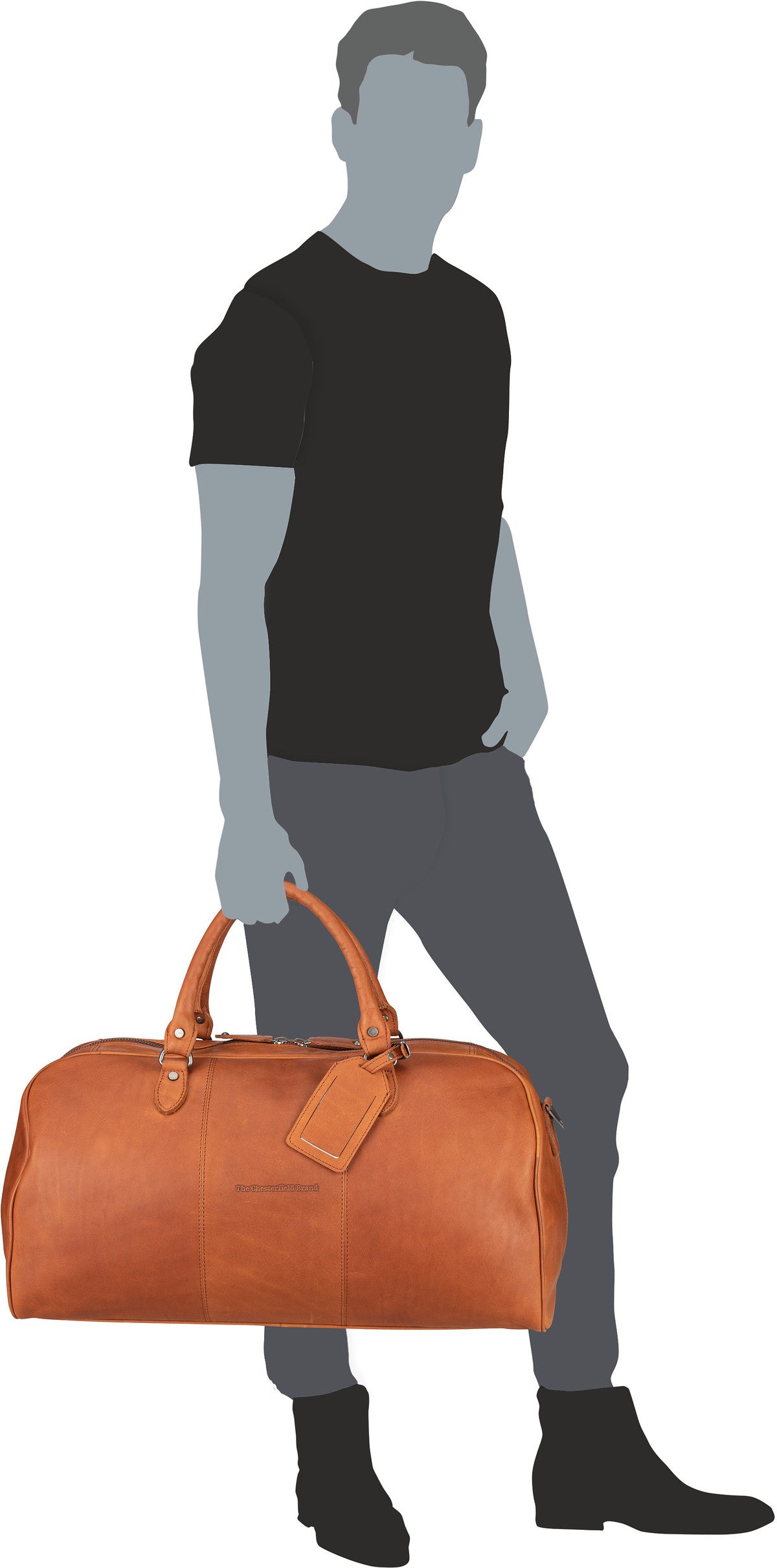 The Chesterfield Brand William 0004 Cognac Weekender – Silhouette View
