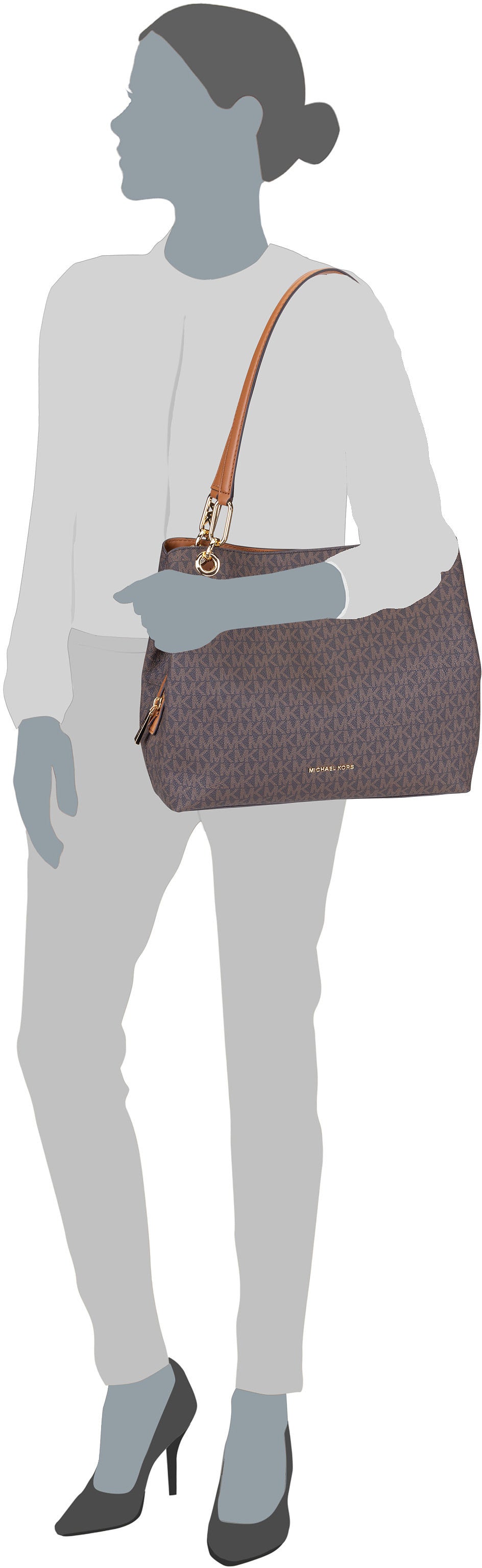 Michael Kors Kensington Large Shoulder Tote Vanilla/Acorn Bolso de hombro – Vista Silueta