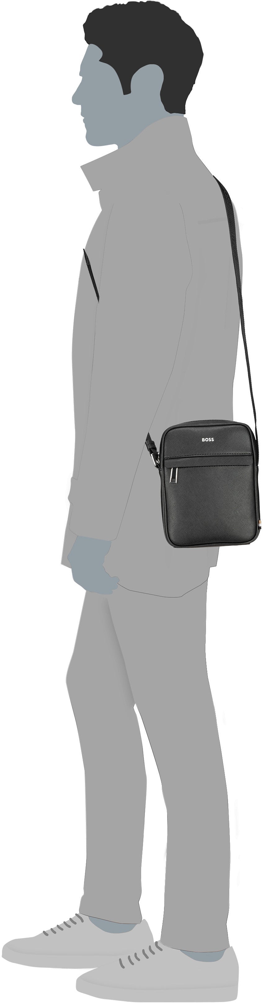 BOSS Zair North South Zip Black Bolso bandolera – Vista Silueta