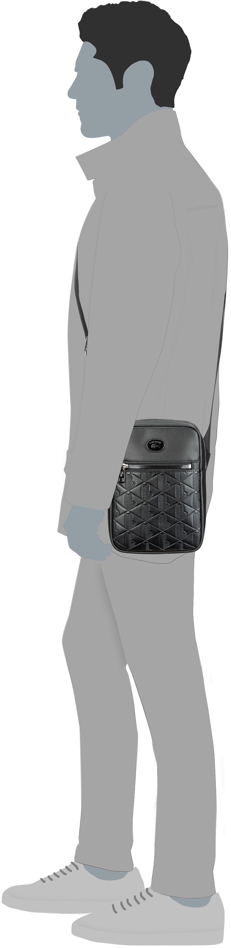 Lacoste Nomogramme Vertical 4486 Noir Schoudertas – Silhouetweergave