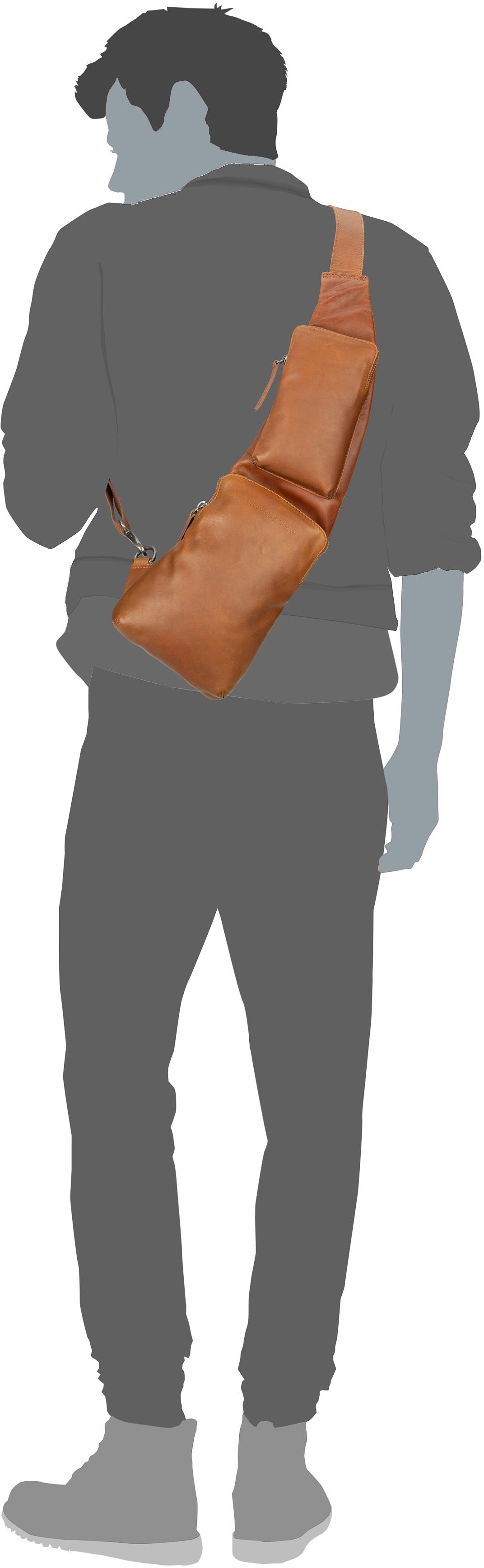 The Chesterfield Brand Logan 0286 Cognac Bolso bandolera – Vista Silueta