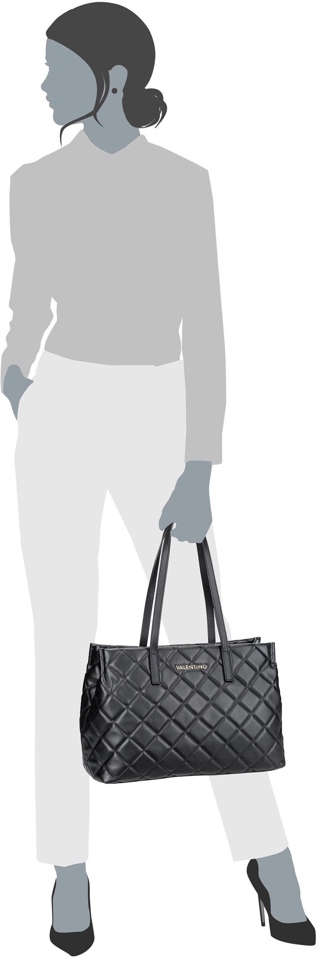 Valentino Ocarina K10R Beige Shopper – Silhouette View