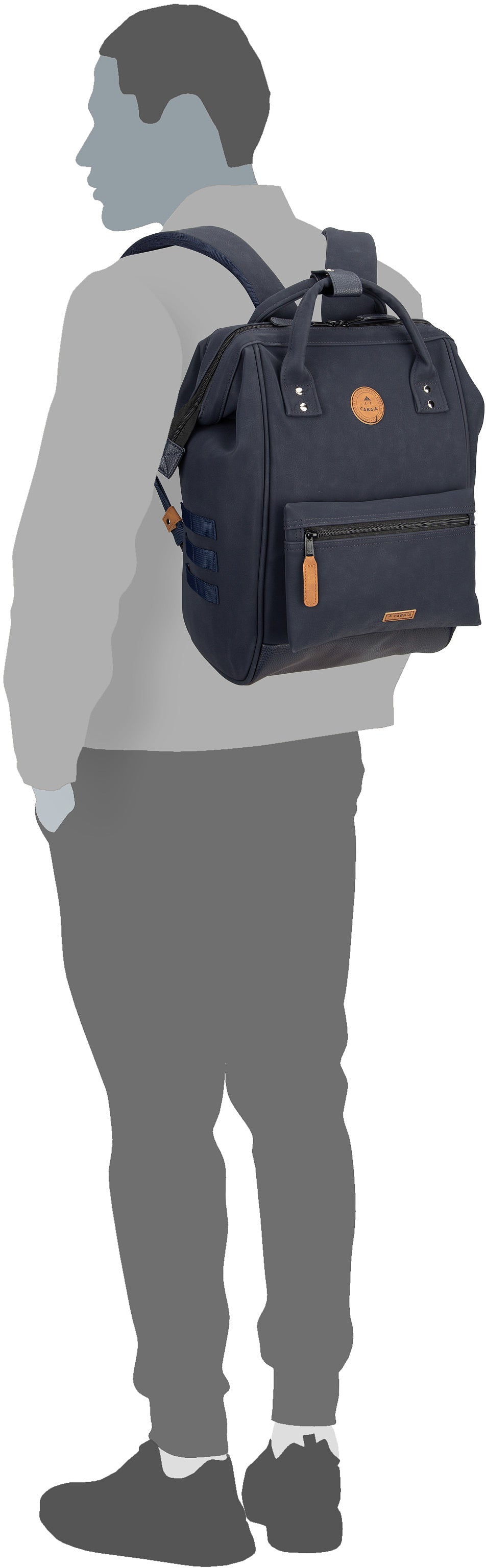 Cabaia Adventurer Vegan Nubuck Medium Ardenne Backpack – Silhouette View