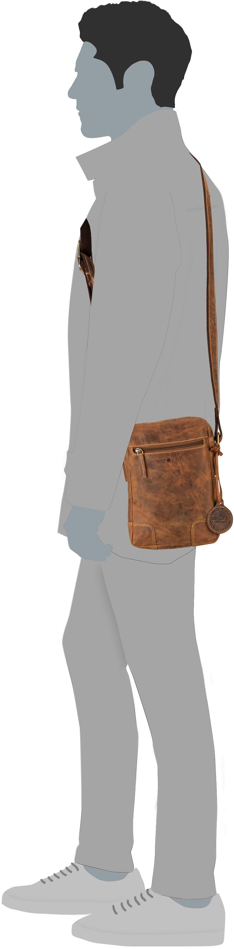 Greenburry Vintage 1832M Sattelbraun Bolso bandolera – Vista Silueta