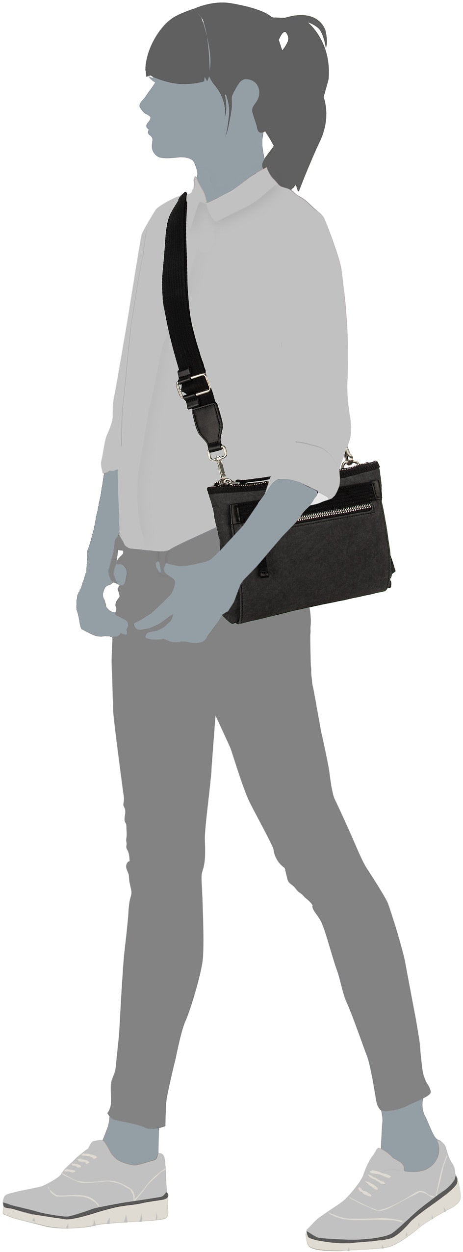 Jost Kerava 5106 Schwarz Sac à bandoulière – Vue Silhouette