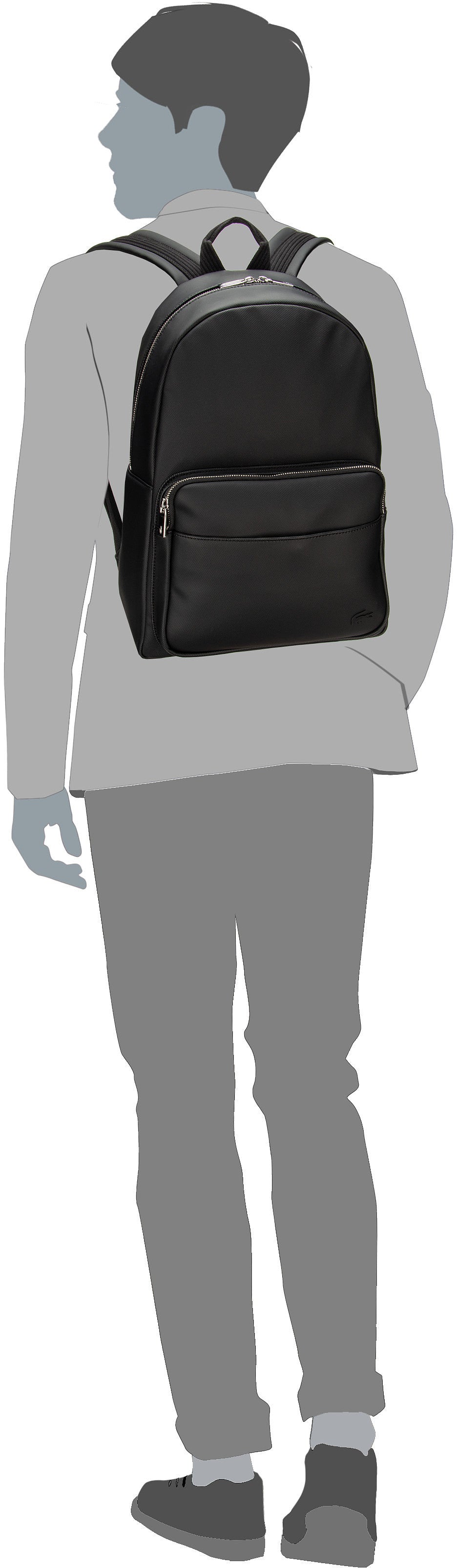 Lacoste Men's Classic 4430 Noir Backpack – Silhouette View