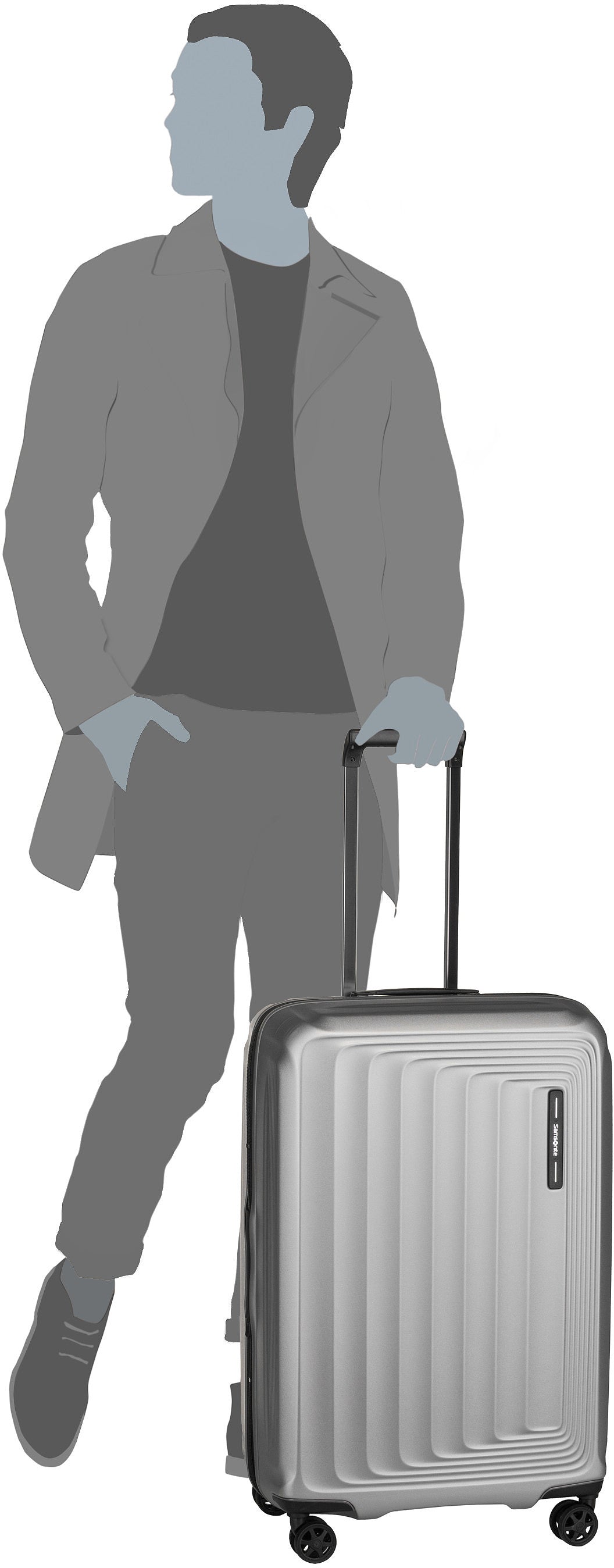 Samsonite Nuon Spinner 69 EXP Metallic Dark Blue Suitcase – Silhouette View