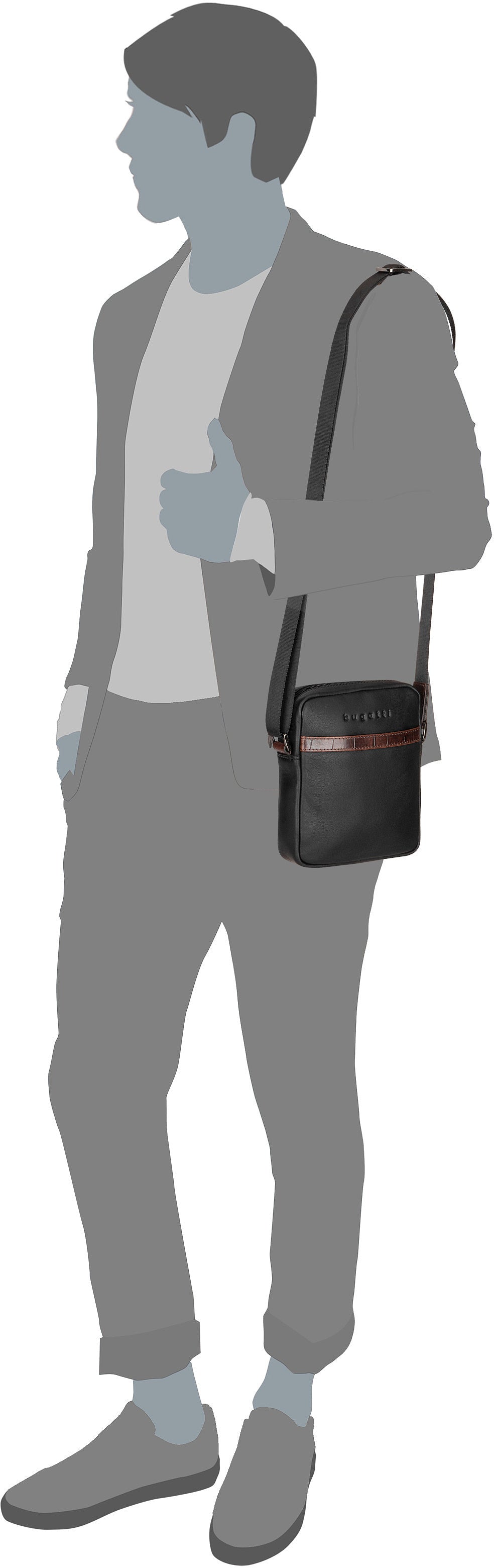 Bugatti Corso DeLuxe 1654 Schwarz Sac à bandoulière – Vue Silhouette