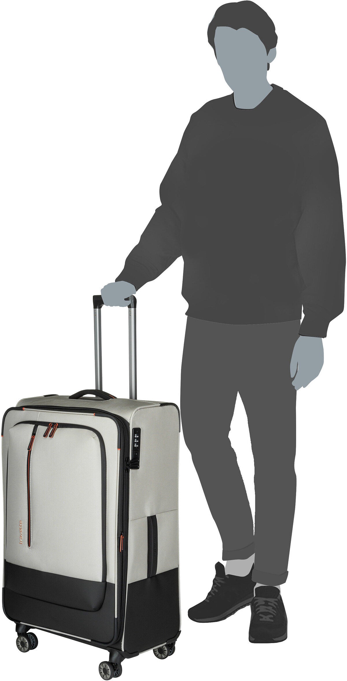 travelite Crosslite 4W Trolley L Exp. Red Suitcase – Silhouette View