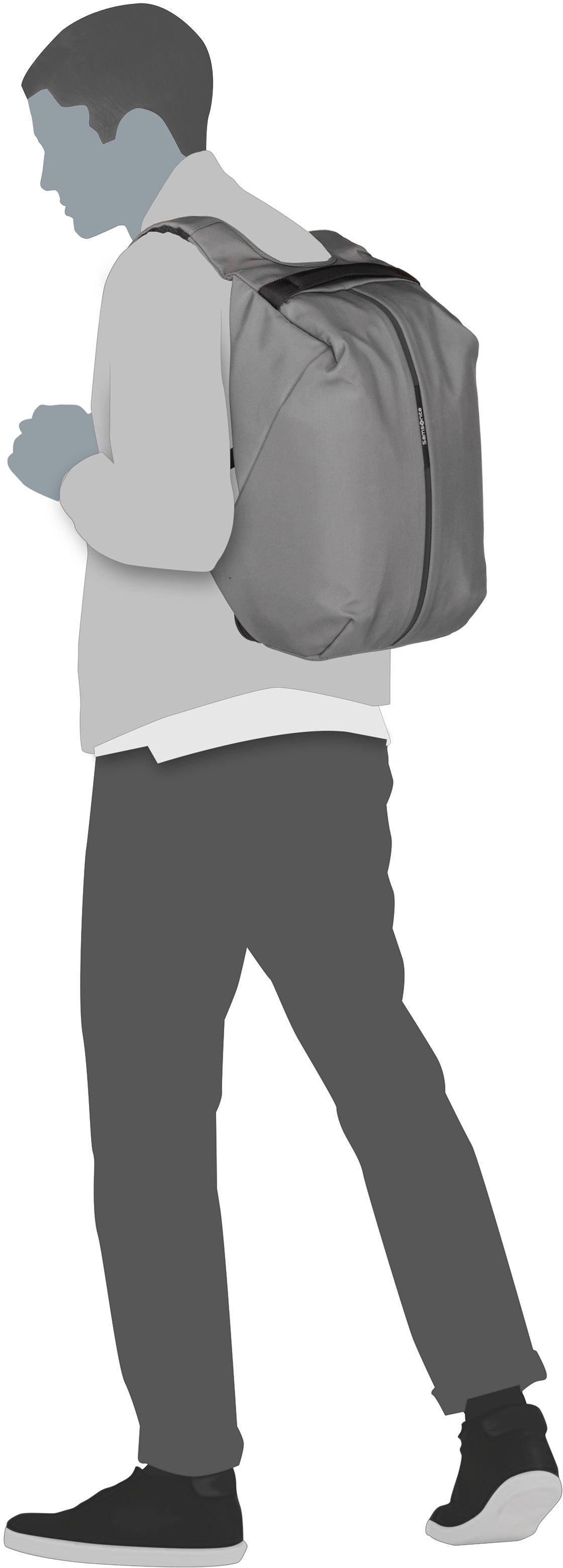 Samsonite Securipak 2.0 Backpack 14.1'' Grey Backpack – Silhouette View