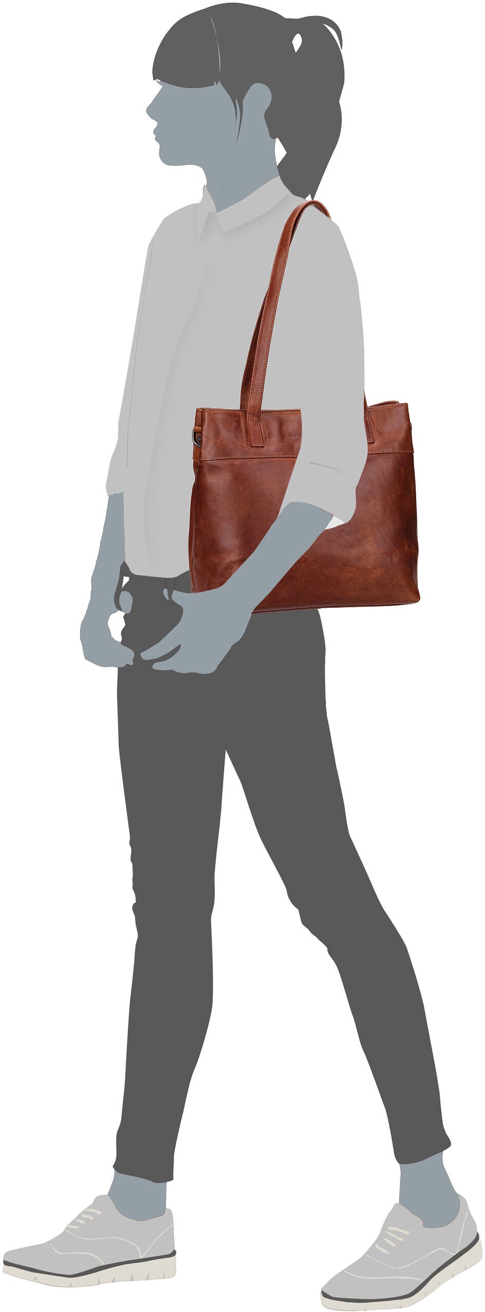The Chesterfield Brand Nola 0211 Cognac Bolso de hombro – Vista Silueta
