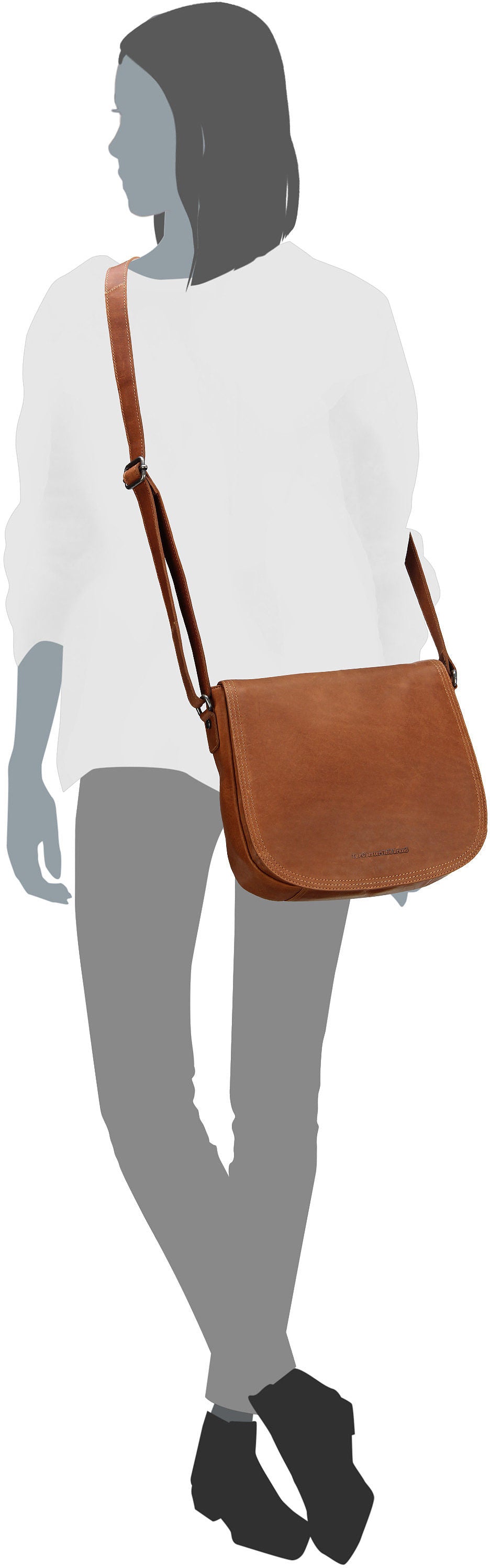 The Chesterfield Brand Everglades 1326 Cognac Saddle Bag – Silhouette View